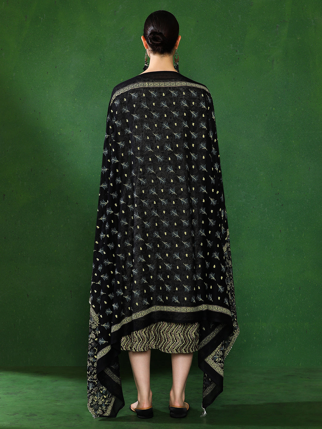 Floral Embroidered A-Line Ethnic Dress With dupatta