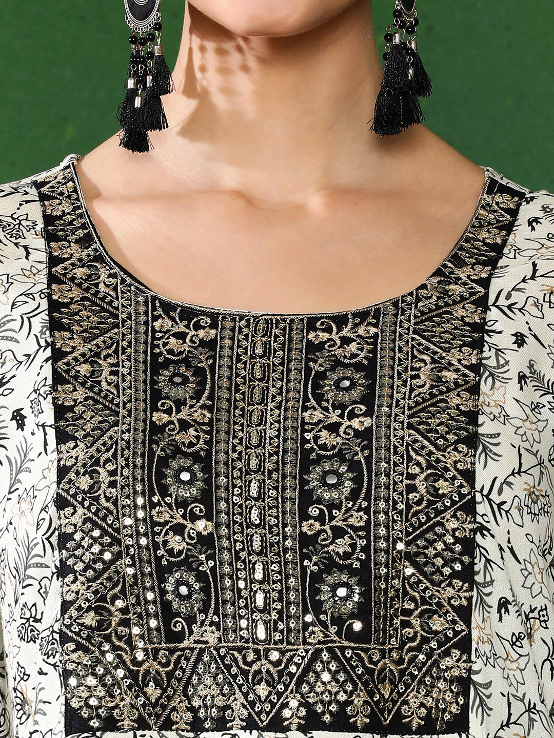 Floral Embroidered A-Line Ethnic Dress With dupatta