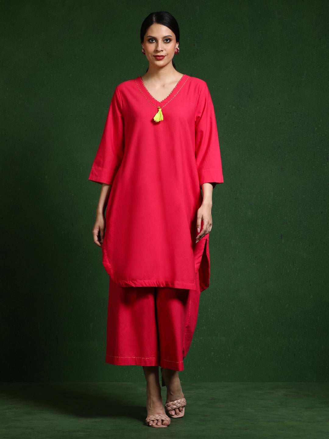 Pure cotton Solid kurta sets with palazzo