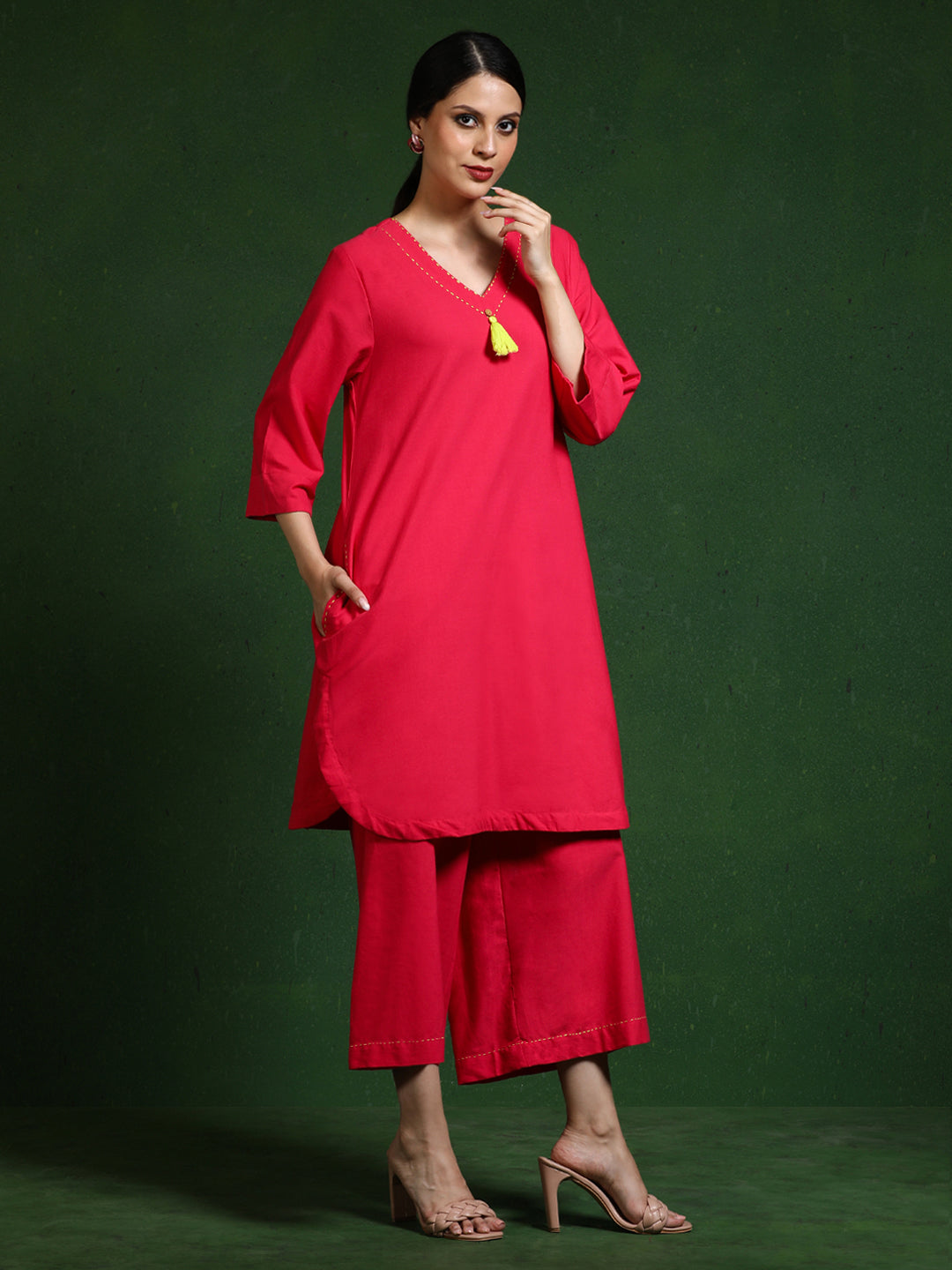 Pure cotton Solid kurta sets with palazzo