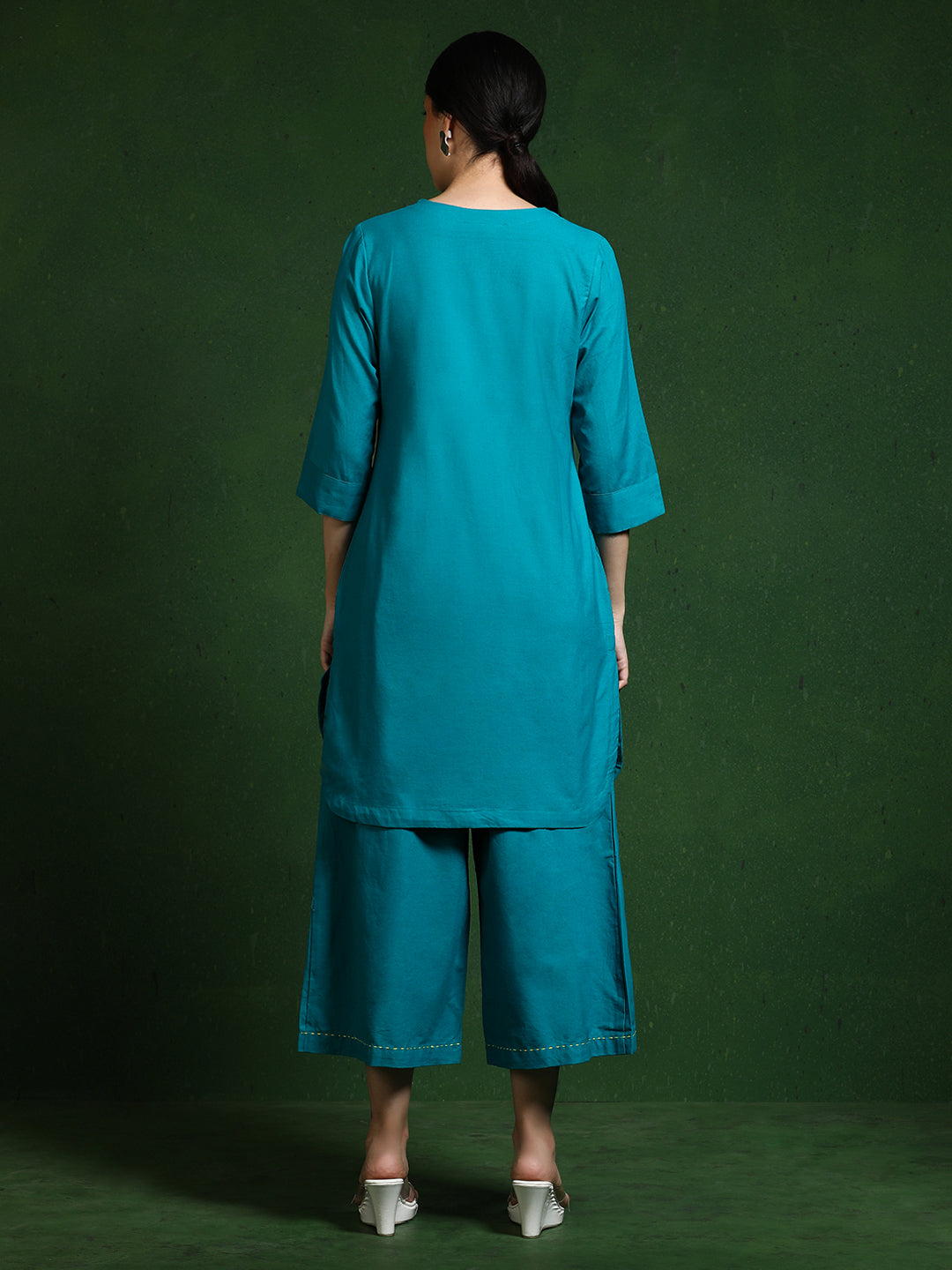 Pure cotton Solid kurta sets with palazzo