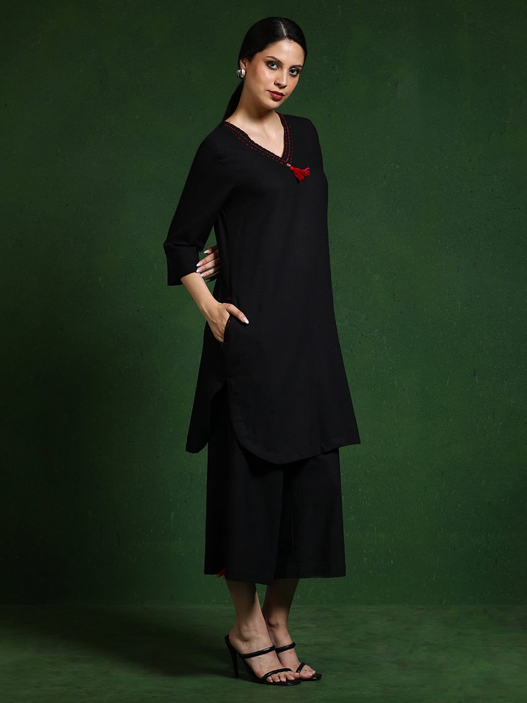 Pure cotton Solid kurta sets with palazzo