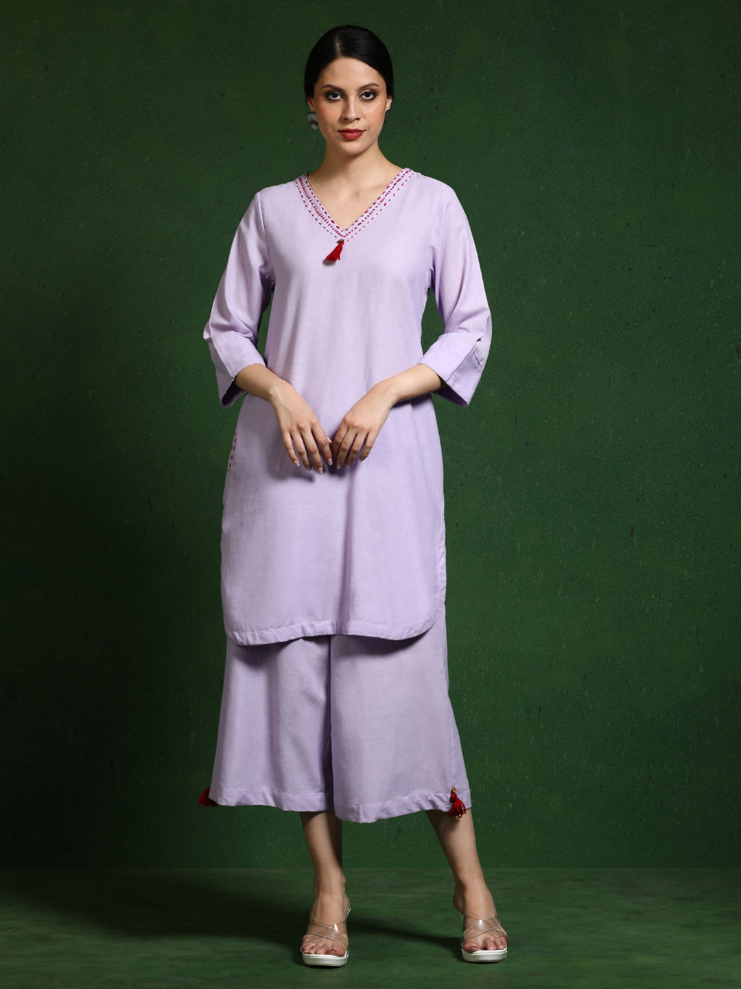 Pure cotton Solid kurta sets with palazzo