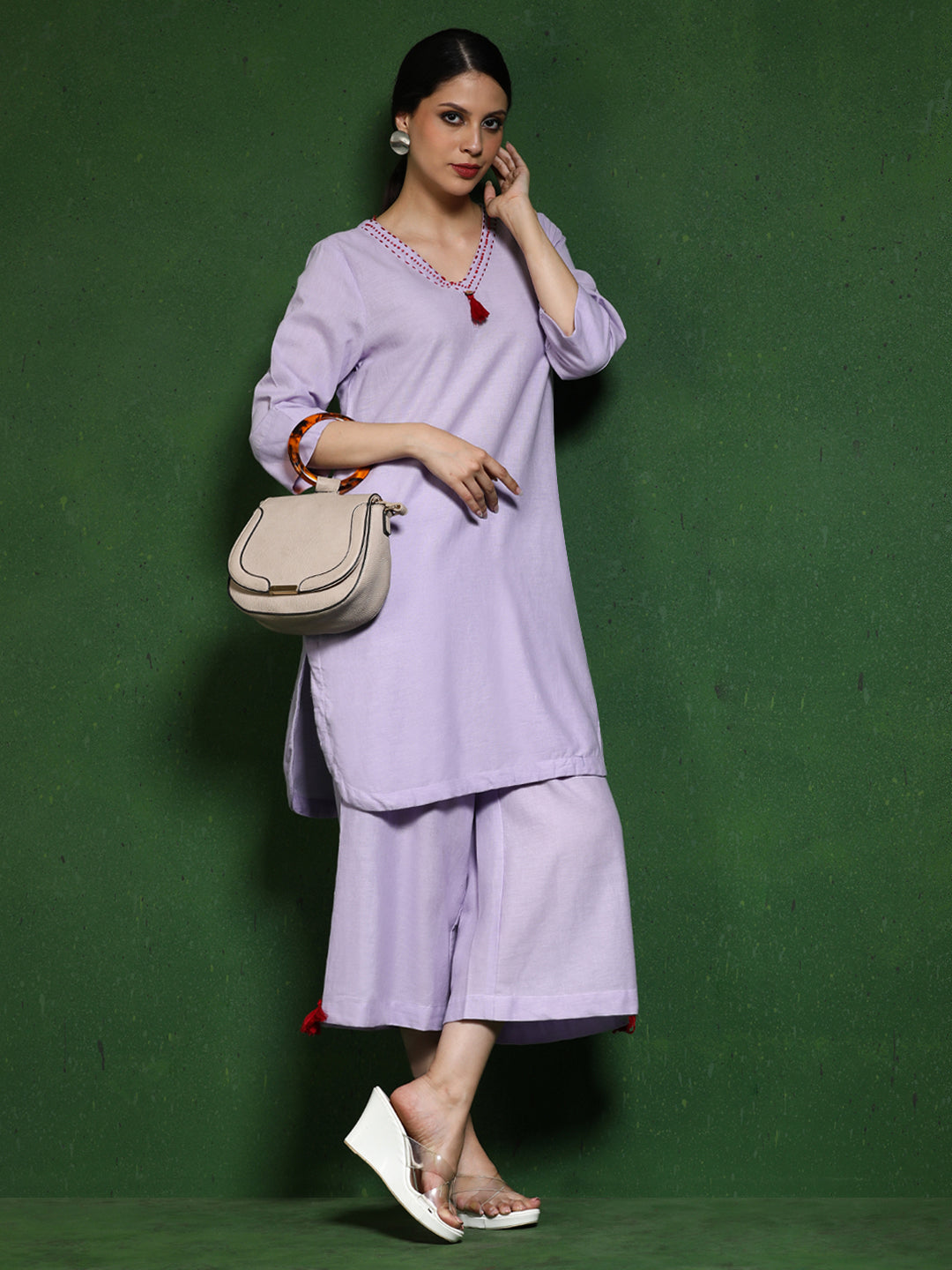 Pure cotton Solid kurta sets with palazzo