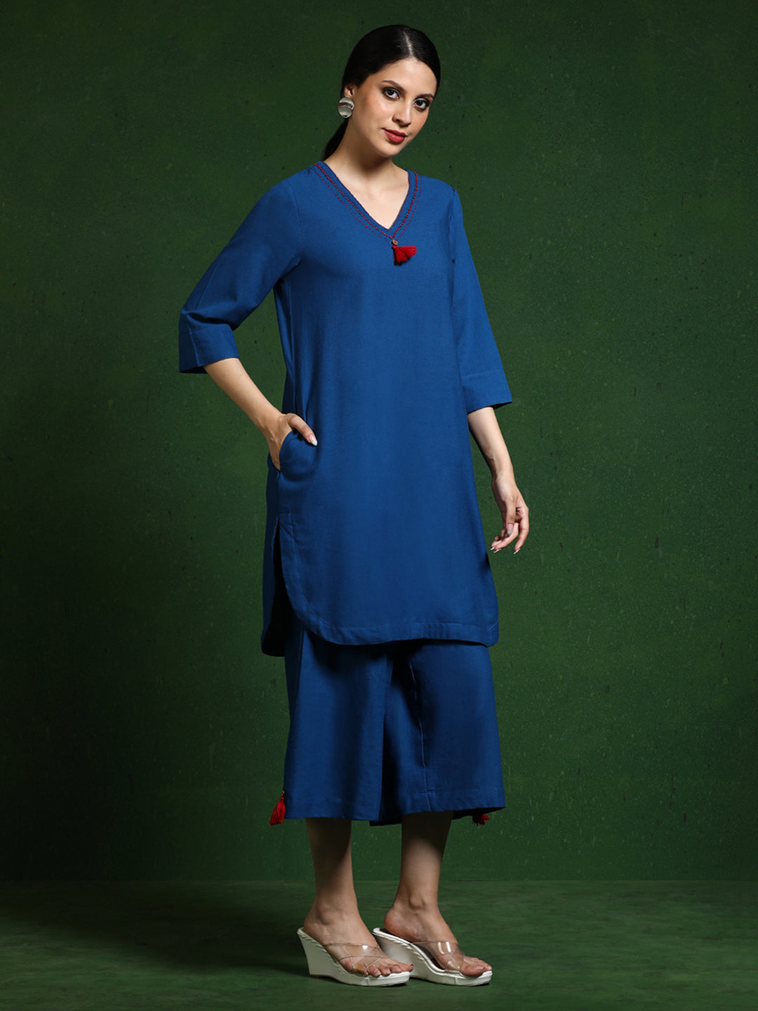 Pure cotton Solid kurta sets with palazzo