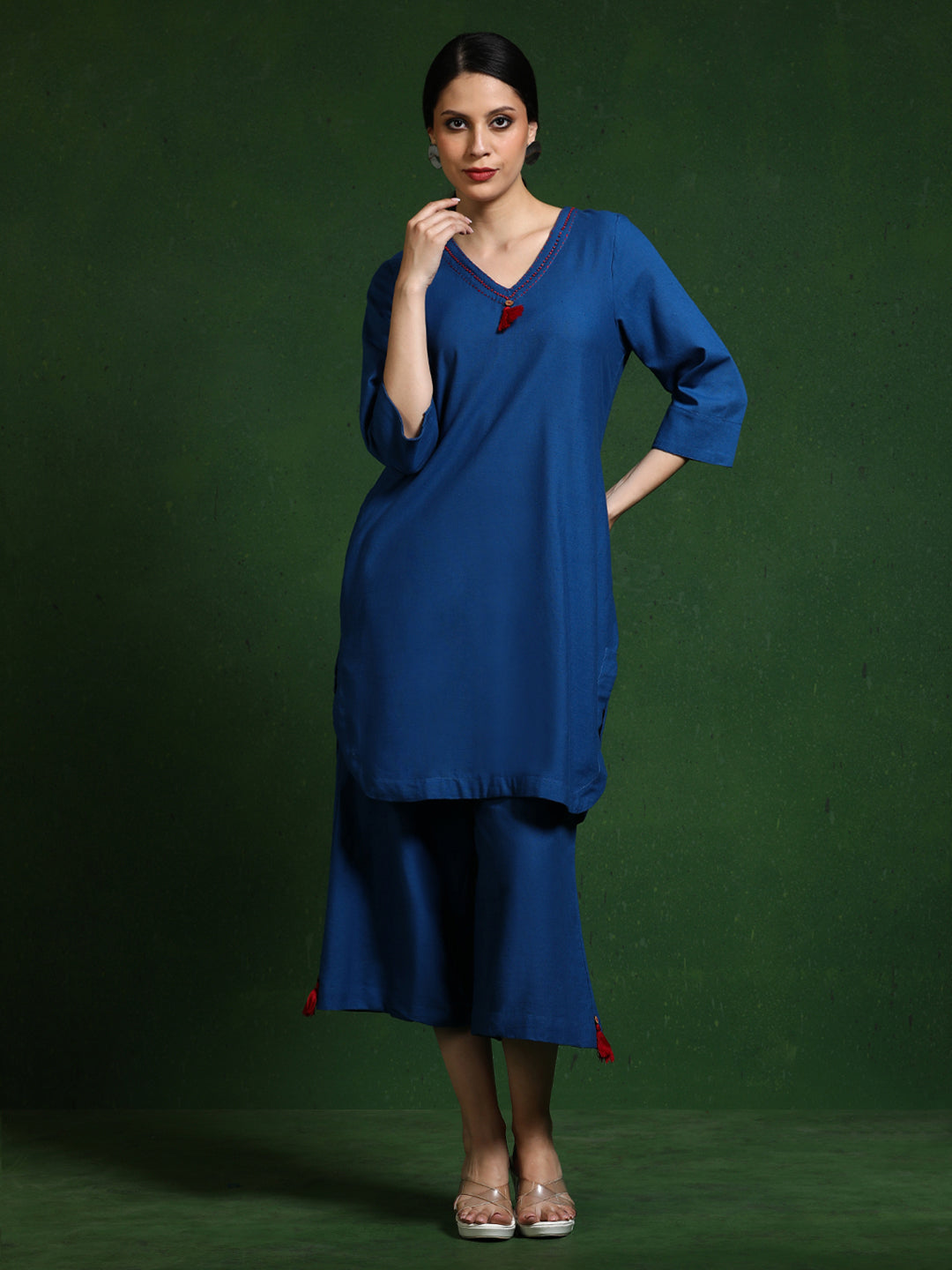 Pure cotton Solid kurta sets with palazzo
