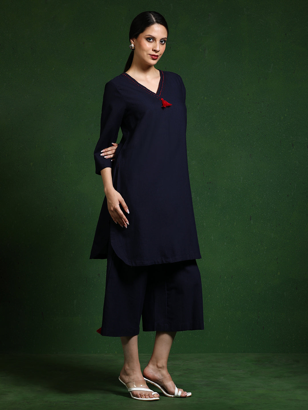 Pure cotton Solid kurta sets with palazzo