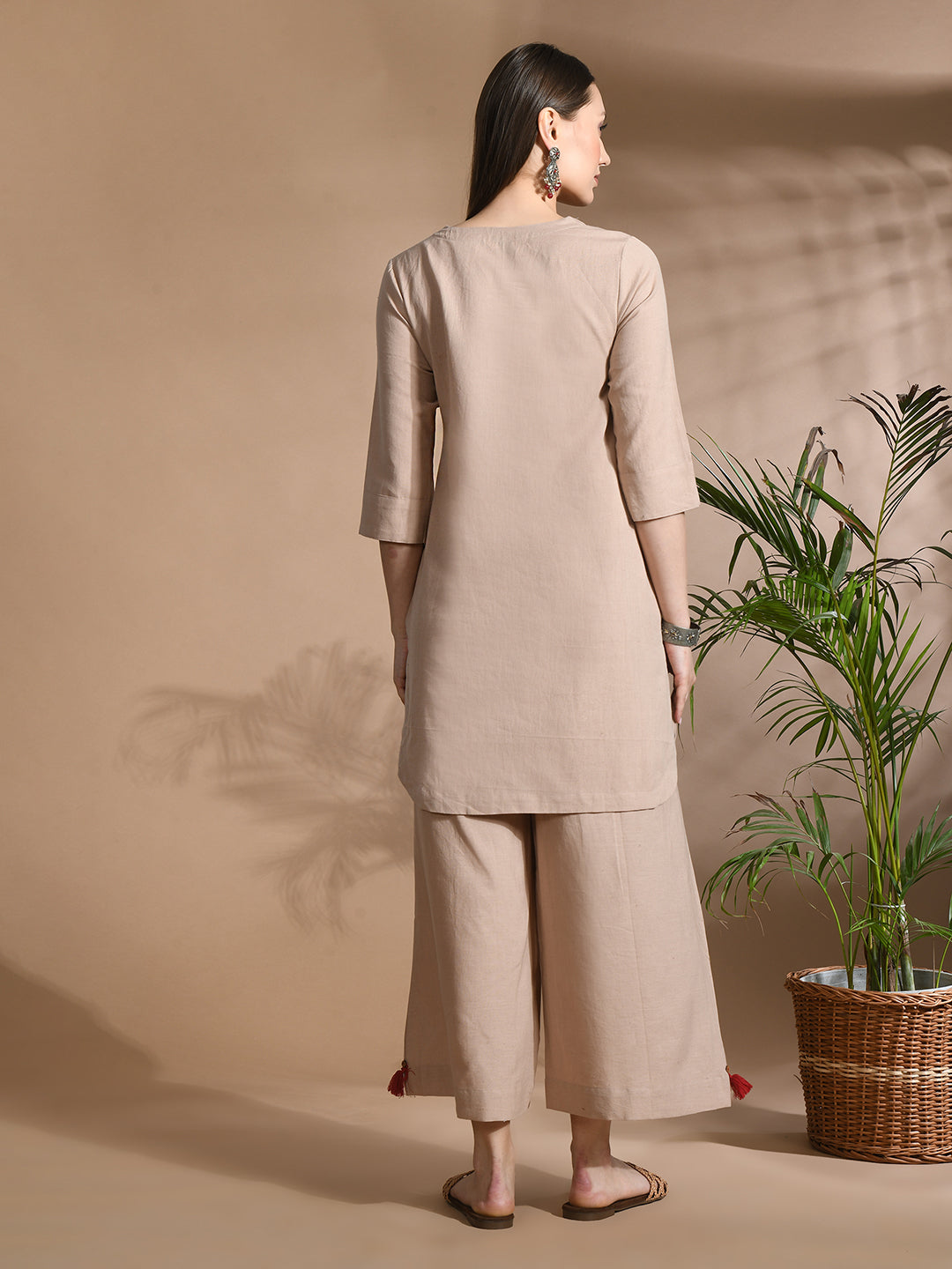 Pure cotton Solid kurta sets with palazzo