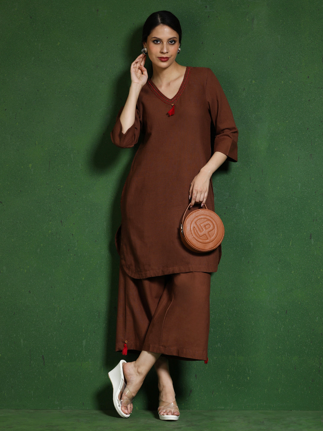 Pure cotton Solid kurta sets with palazzo