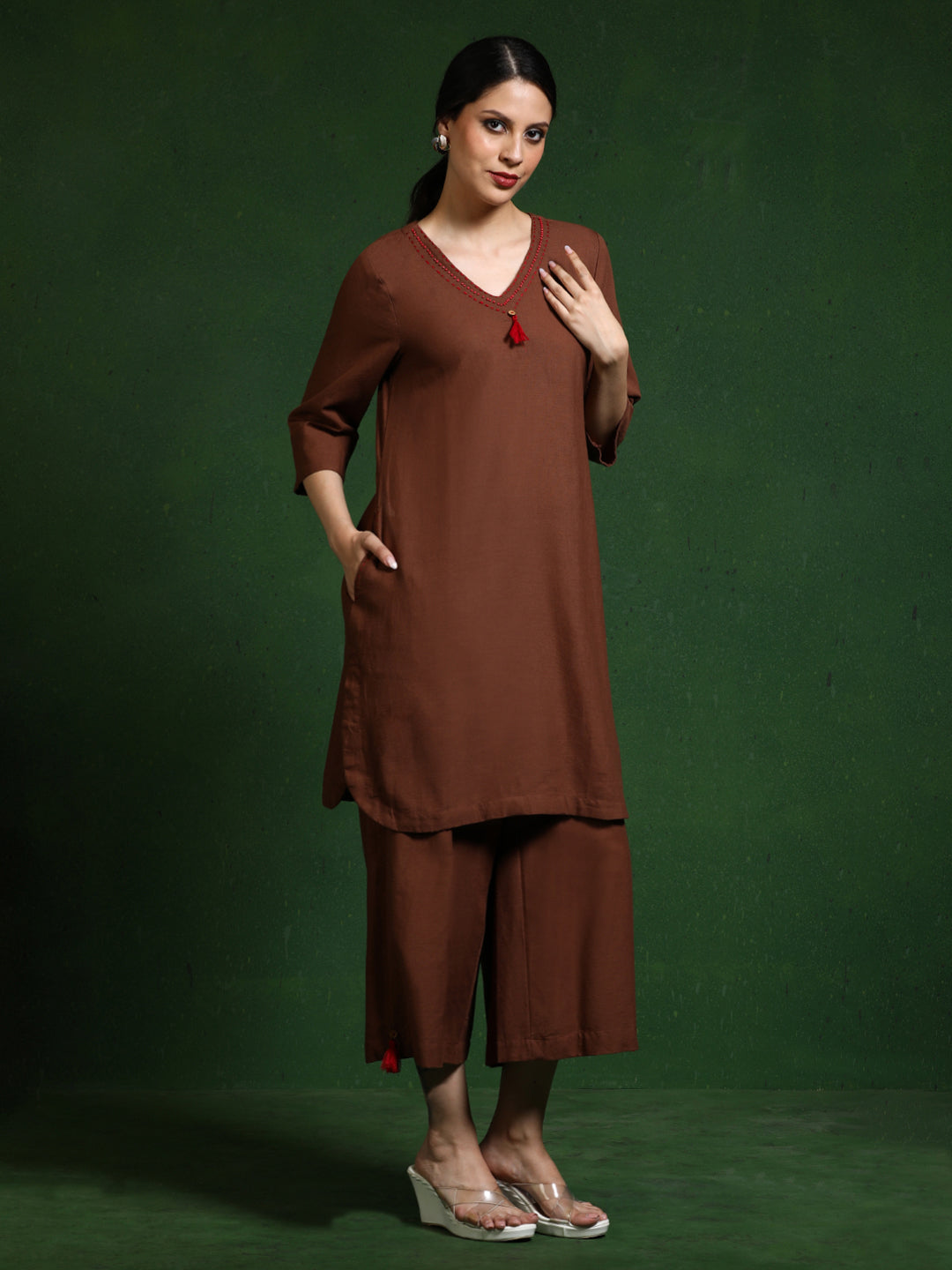 Pure cotton Solid kurta sets with palazzo