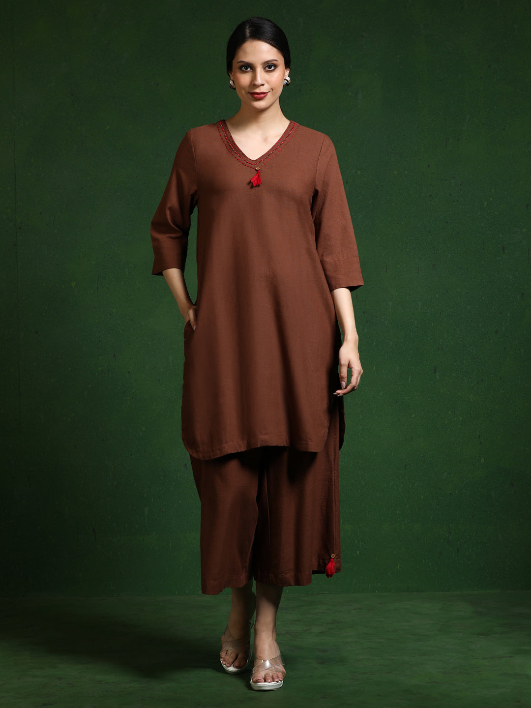 Pure cotton Solid kurta sets with palazzo