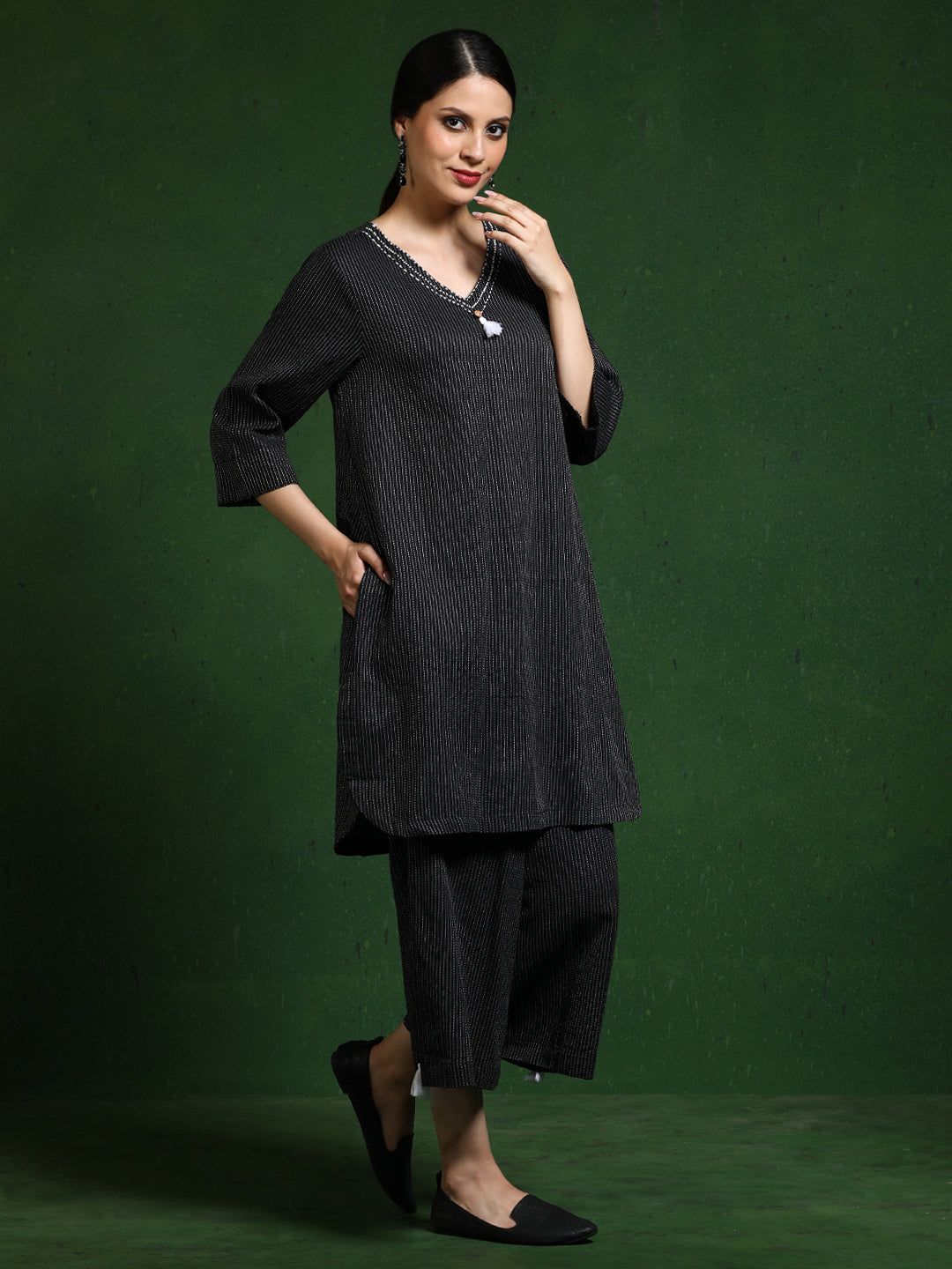 Pure cotton Solid kurta sets with palazzo
