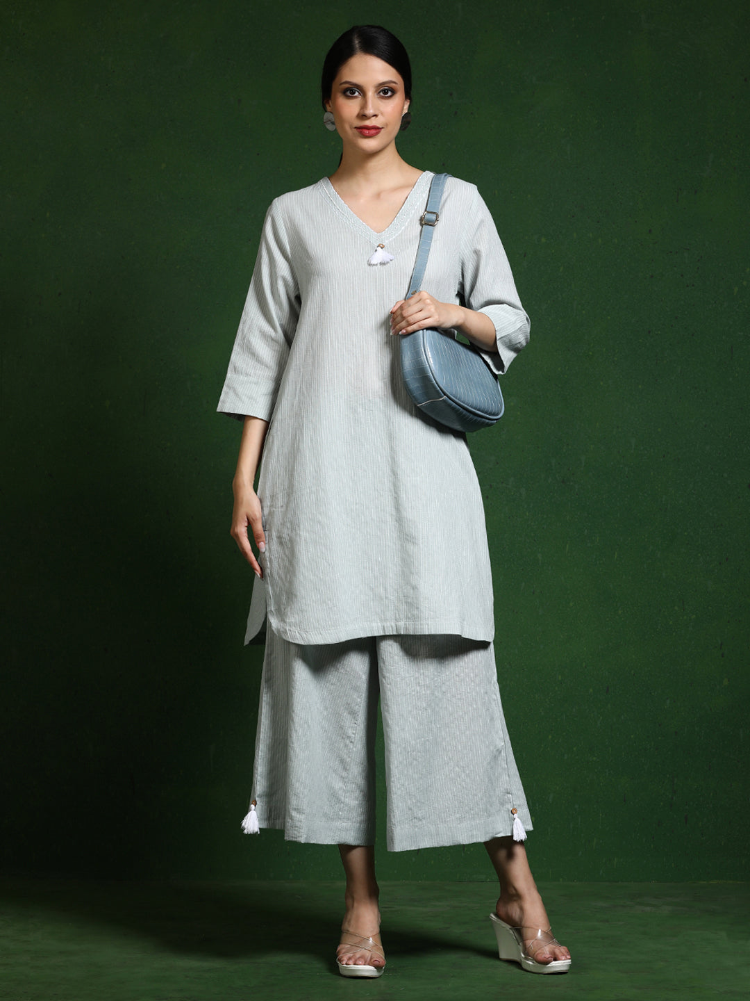 Pure cotton Solid kurta sets with palazzo