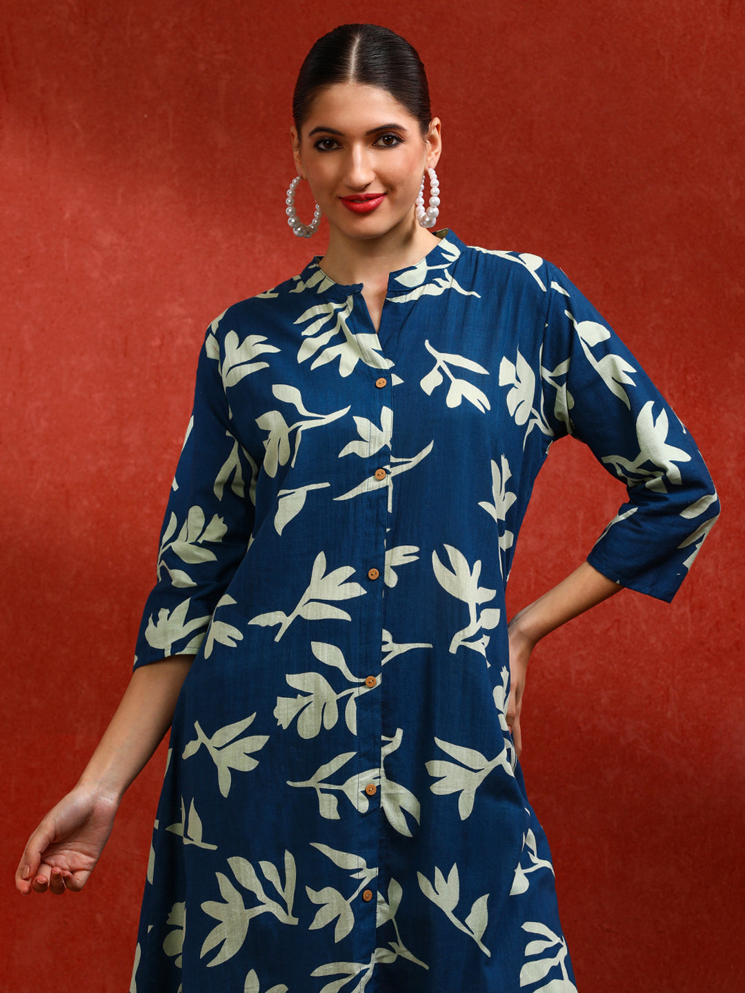 Floral Printed A-Line Pure Cotton Kurta & Trousers Sets