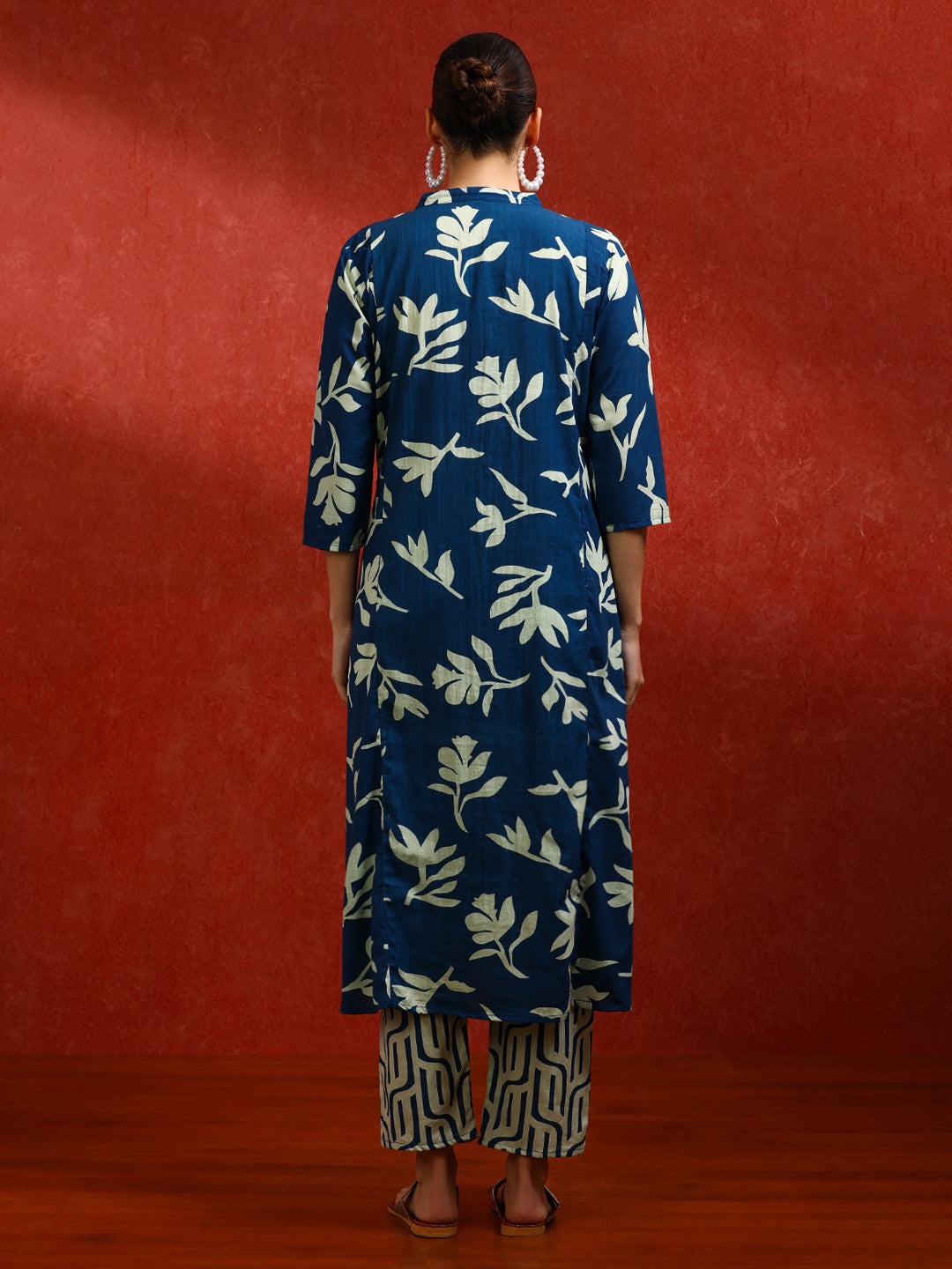 Floral Printed A-Line Pure Cotton Kurta & Trousers Sets