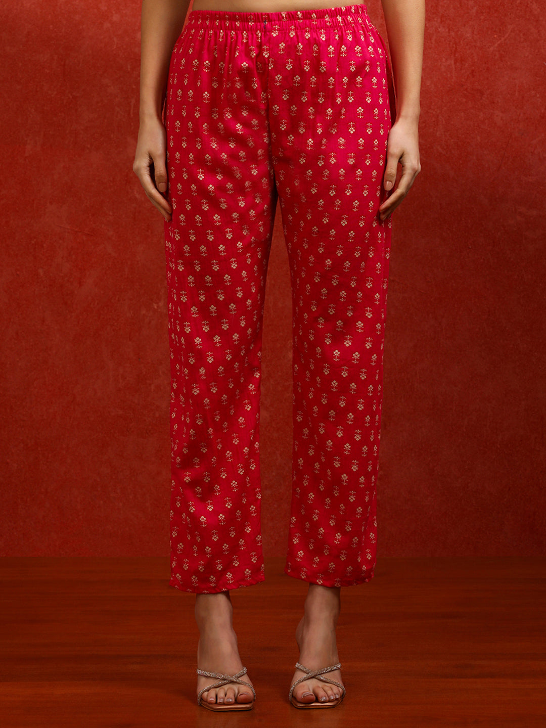 Floral Embroidered A-Line Pure Cotton Kurta & Trousers Sets