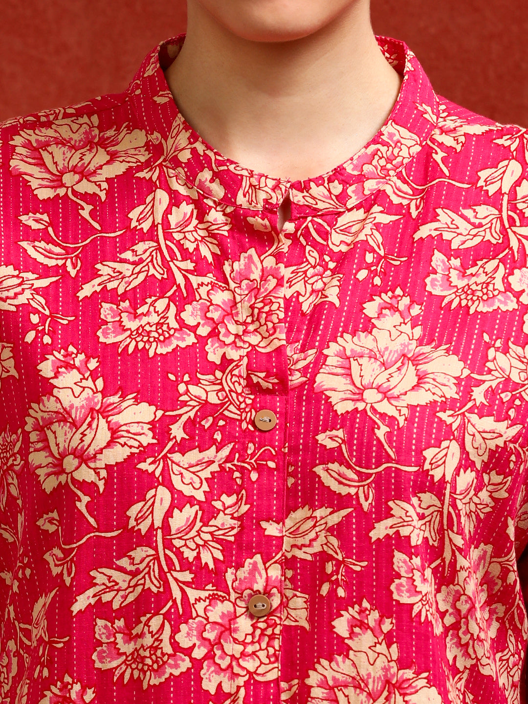 Floral Embroidered A-Line Pure Cotton Kurta & Trousers Sets