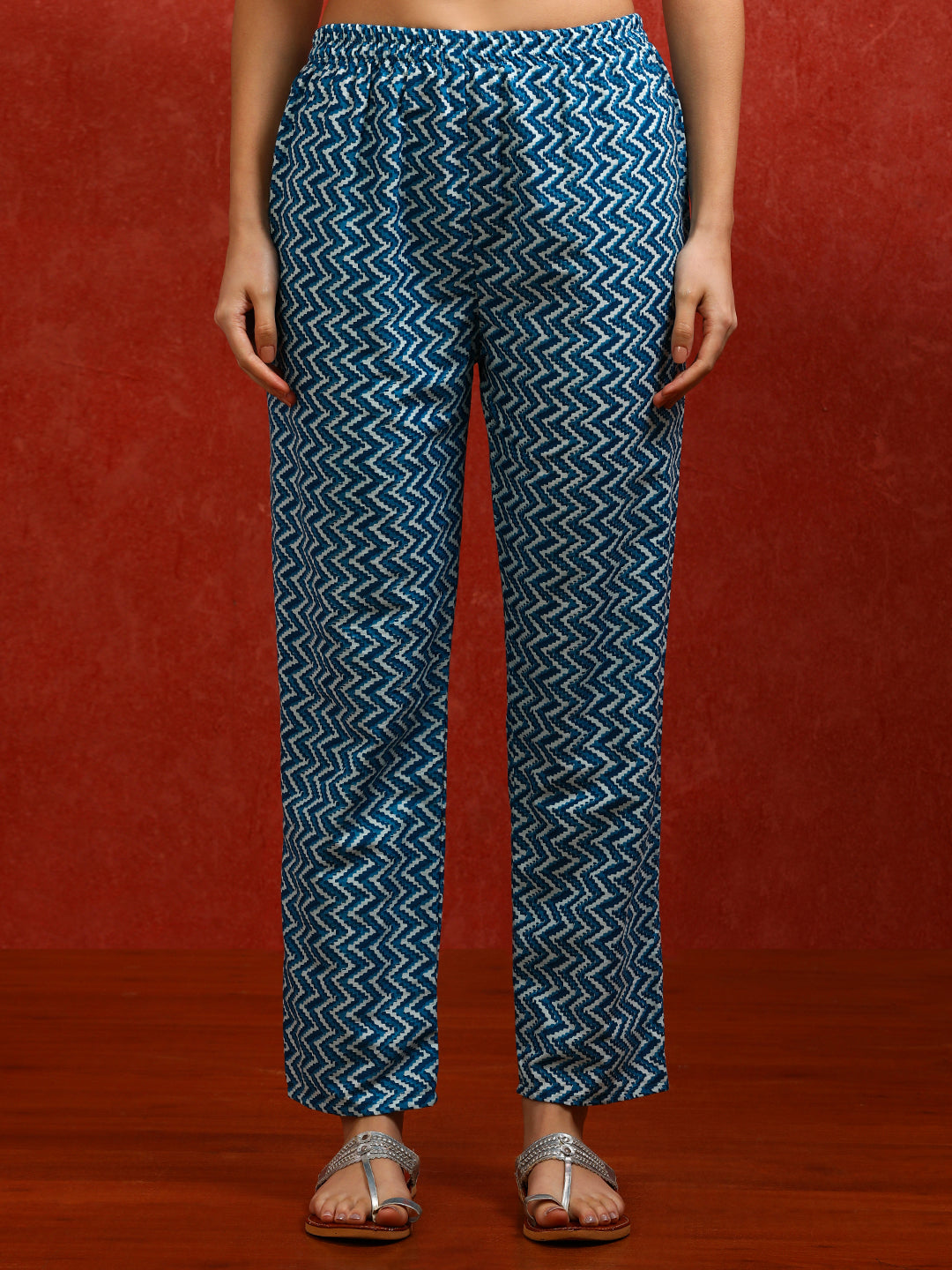 Floral Embroidered A-Line Pure Cotton Kurta & Trousers Sets