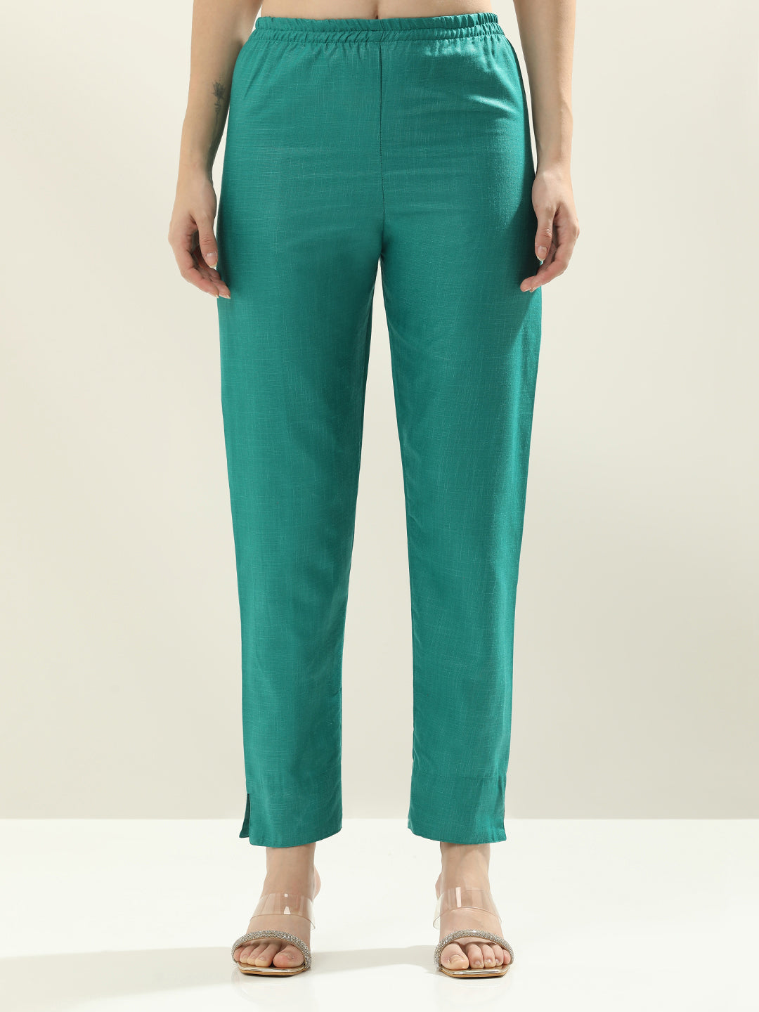 Floral Printed Anarkali Poly Chiffon Flared Kurta & Trousers Sets