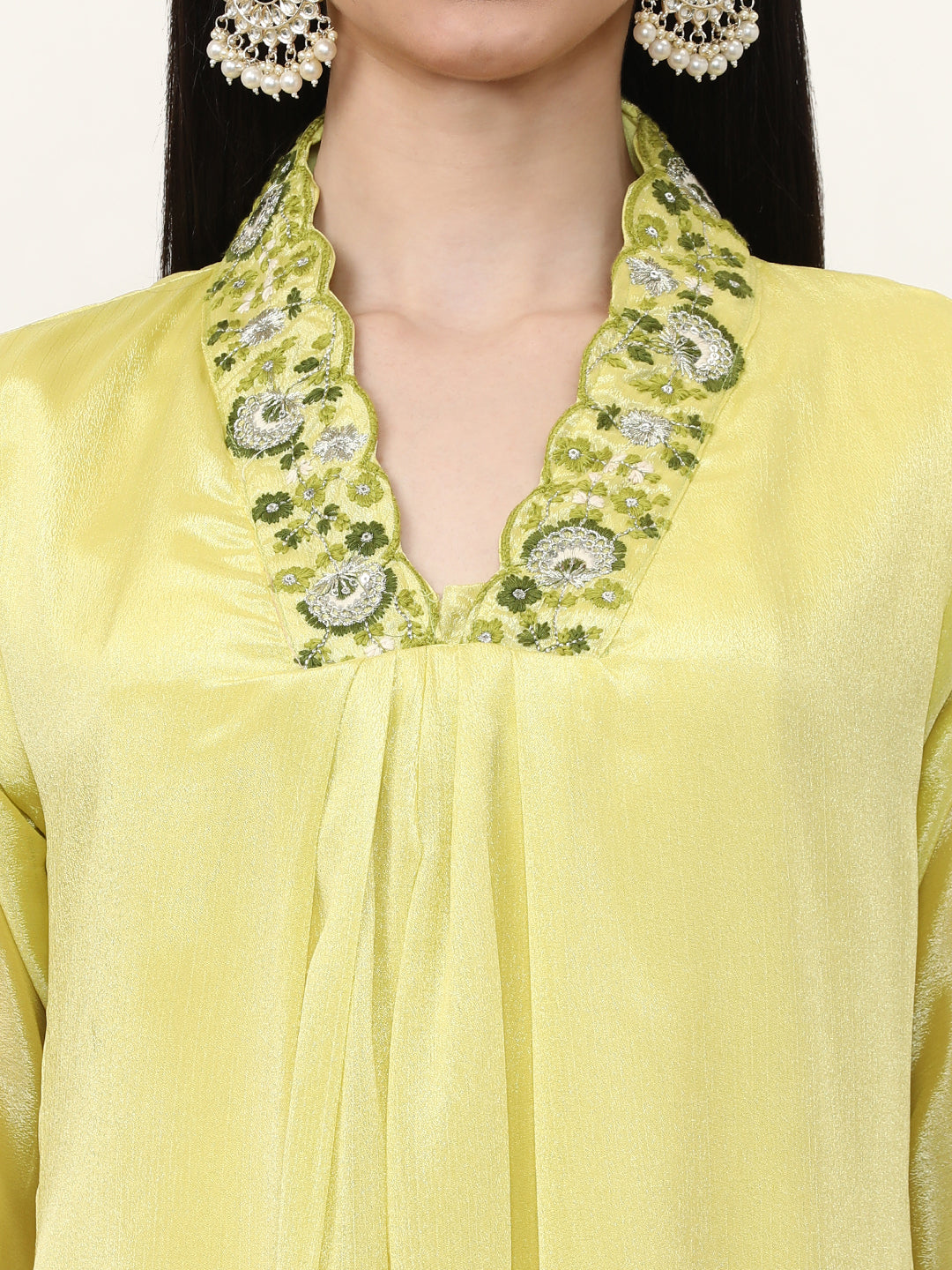 Embroidered Chinon Ethnic Motifs Kurta Sets With Dupatta