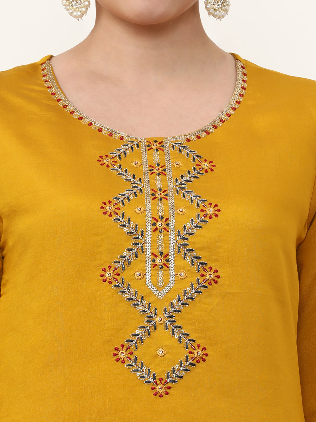 Embroidered Ethnic Motifs Kurta Sets With Dupatta