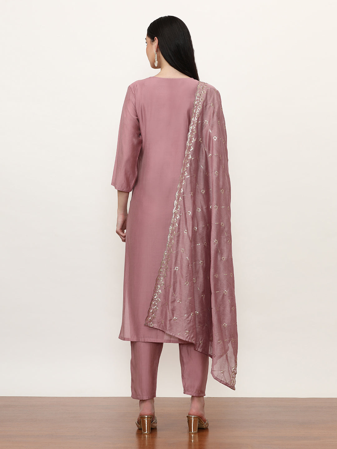 Embroidered Ethnic Motifs Kurta Sets With Dupatta