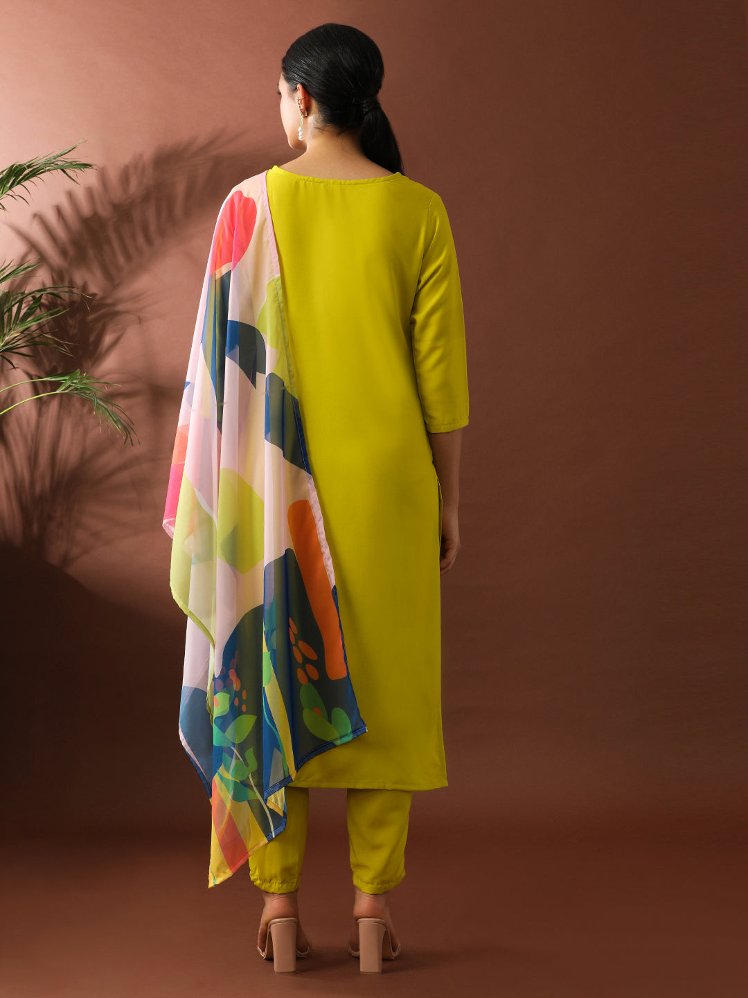 Floral Embroidered Straight Kurta & Trousers Sets