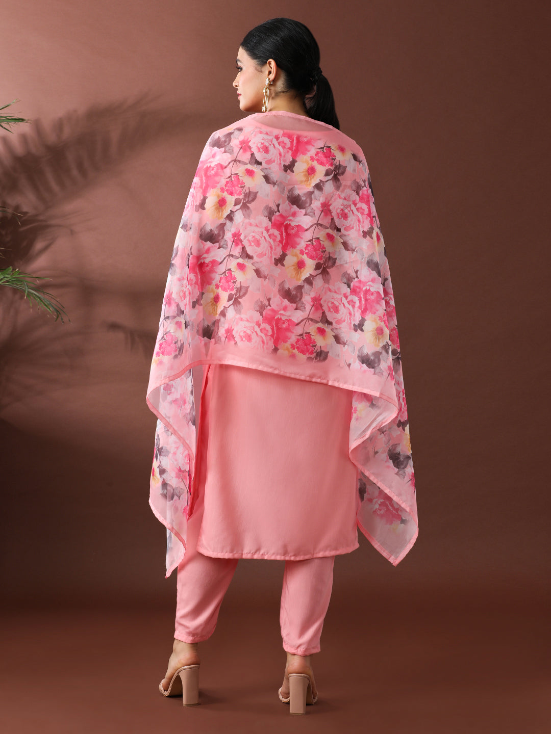 Floral Embroidered Straight Kurta & Trousers Sets