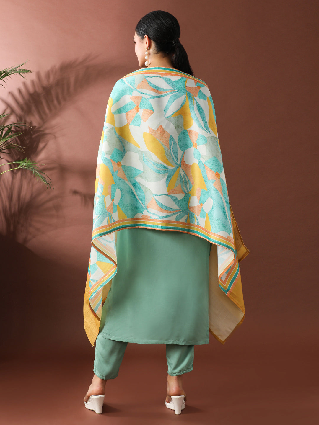 Floral Embroidered Straight Kurta & Trousers Sets