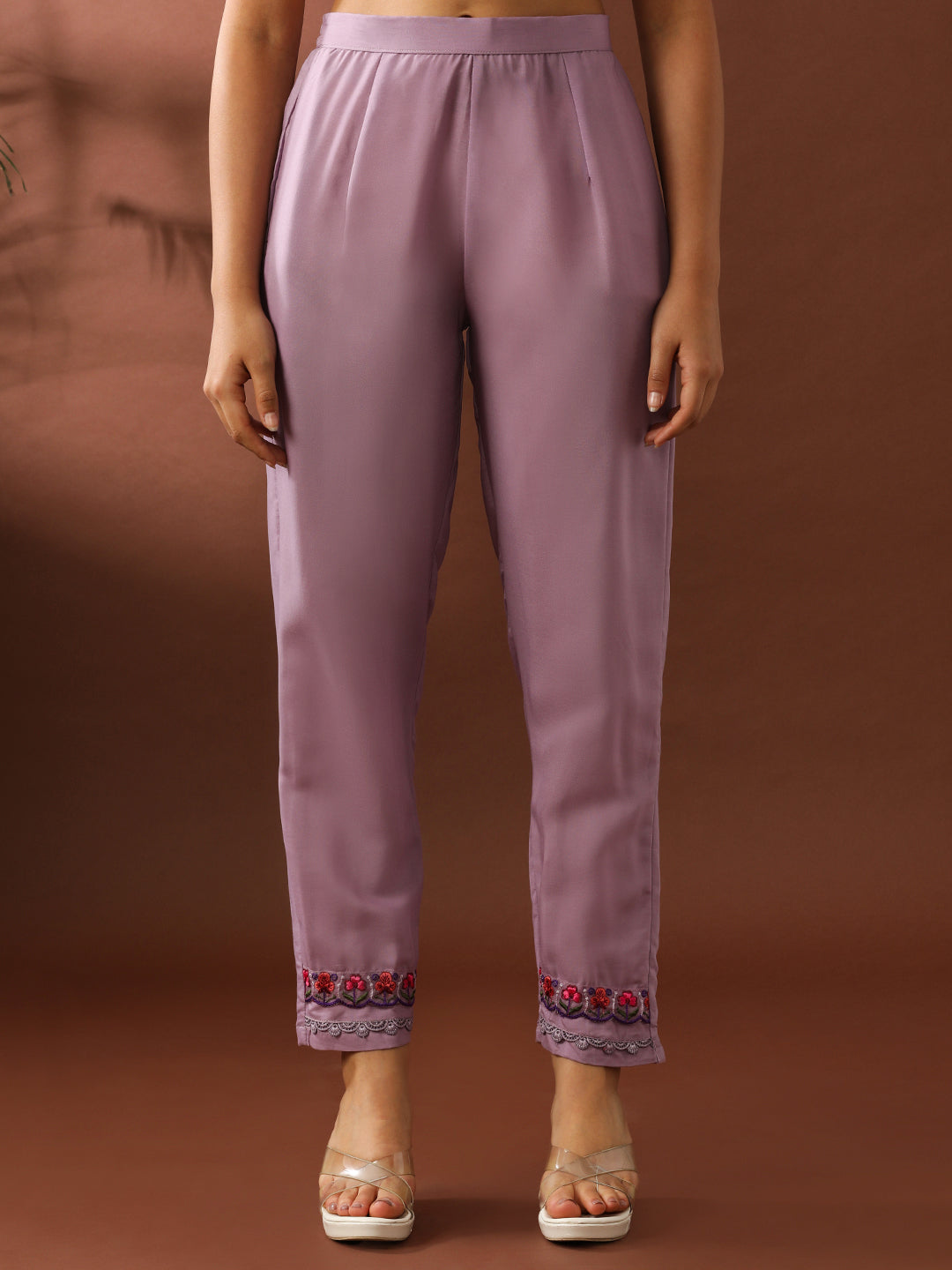 Floral Embroidered Straight Kurta & Trousers Sets