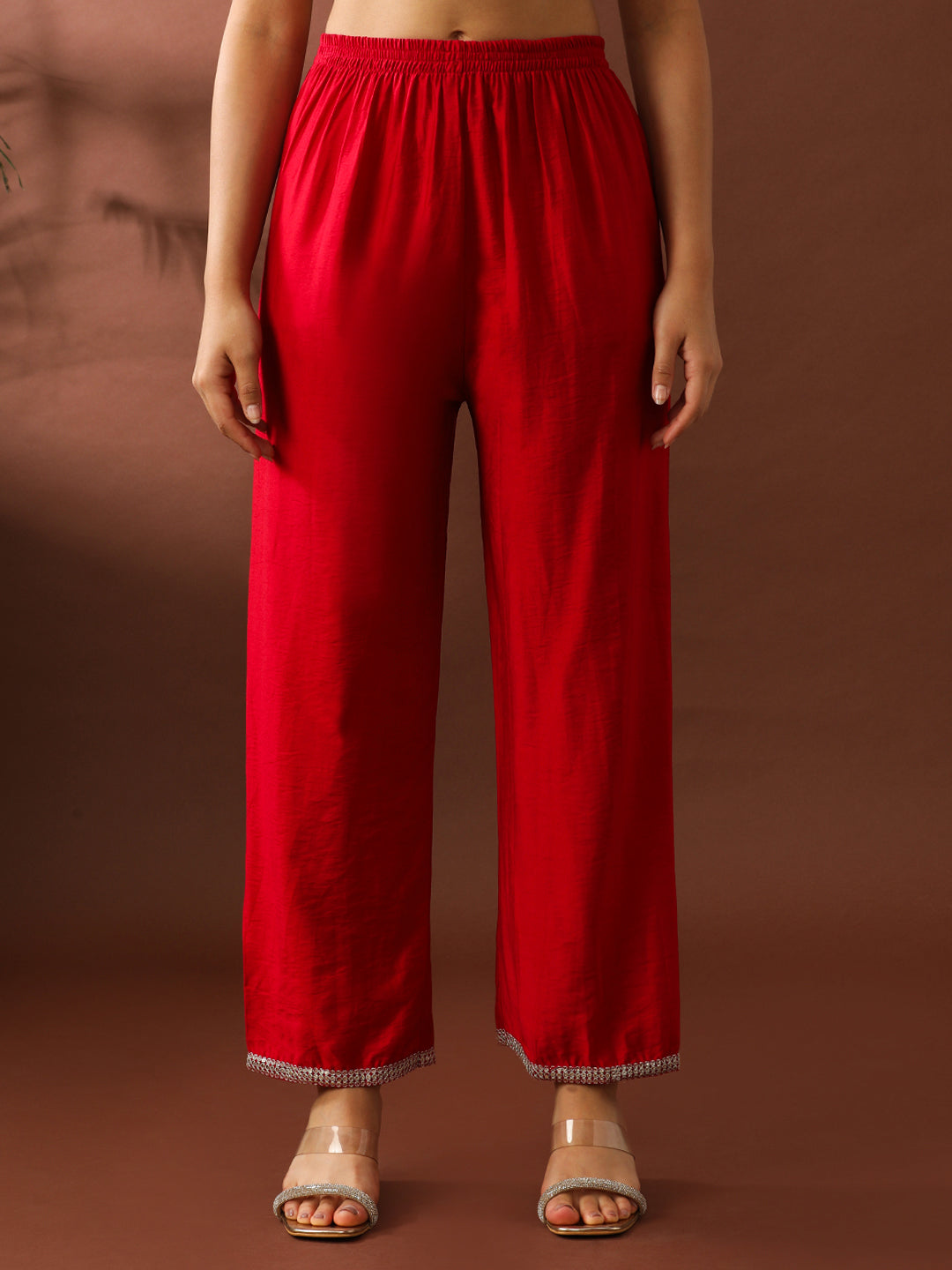 Floral Embroidered A-Line Silk Blend Kurta & Trousers Sets