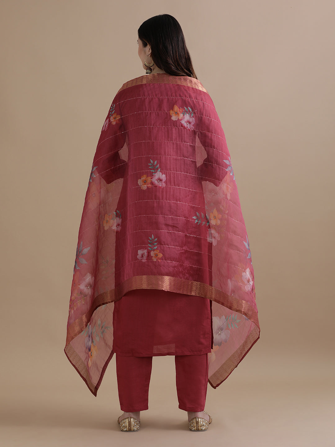 Embroidered Chanderi Cotton Ethnic Motifs Kurta Sets With Dupatta