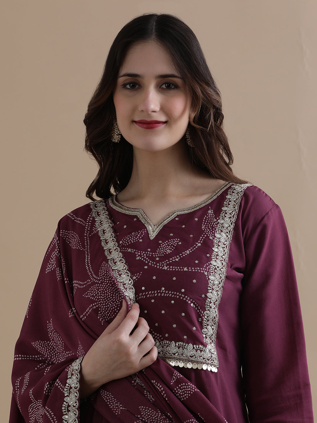 Embroidered Chanderi Cotton Ethnic Motifs Kurta Sets With Dupatta