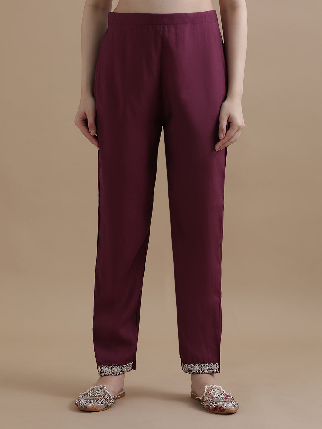 Embroidered Chanderi Cotton Ethnic Motifs Kurta Sets With Dupatta