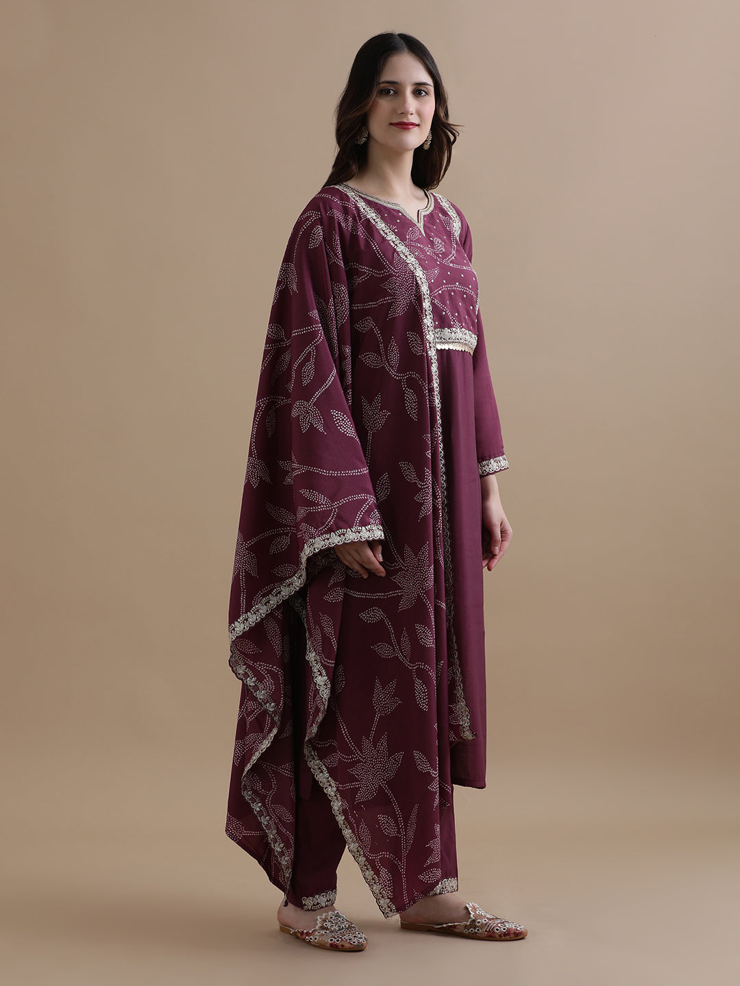 Embroidered Chanderi Cotton Ethnic Motifs Kurta Sets With Dupatta