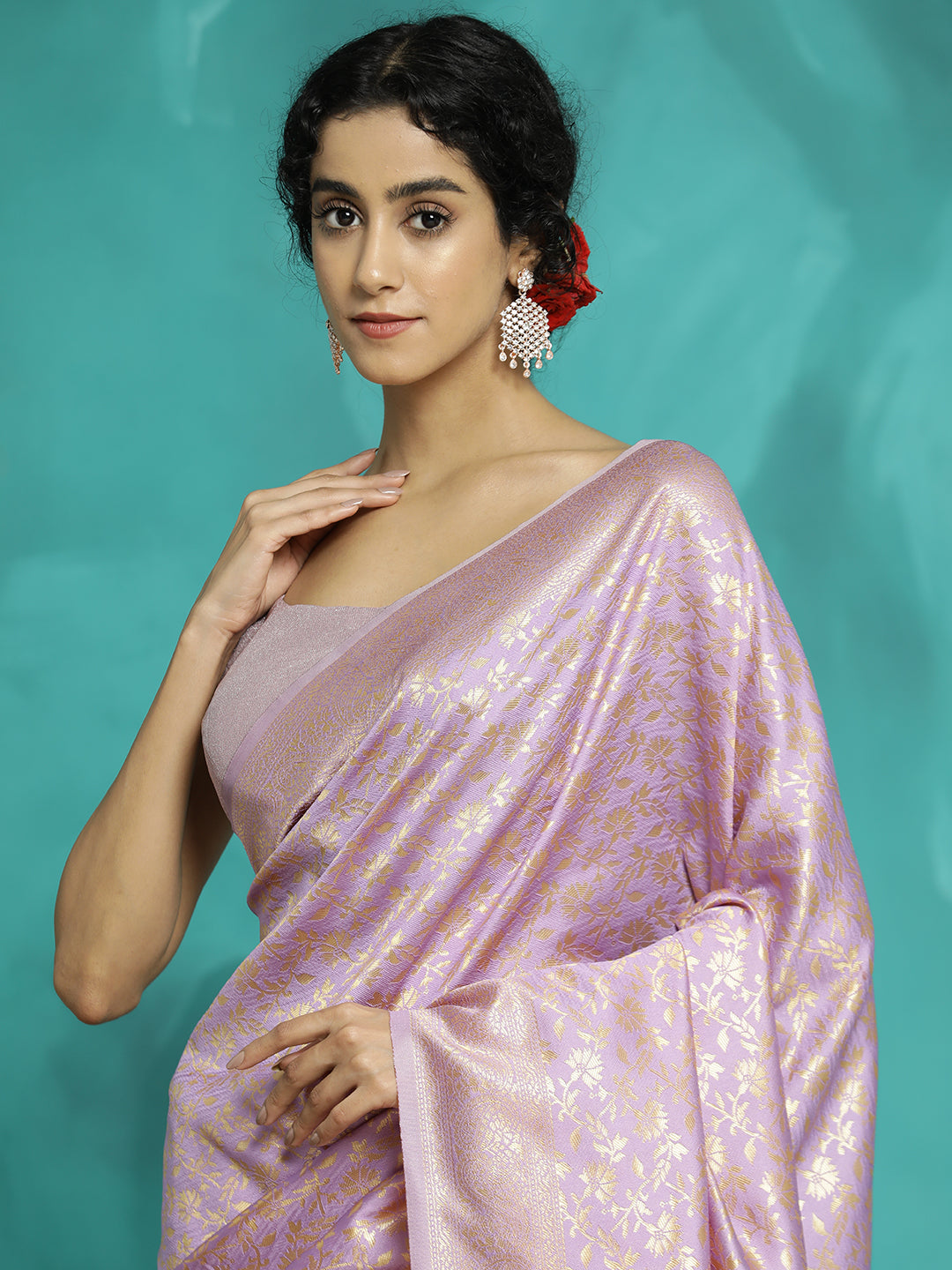 Lavender Zari Woven Design Heavy Banarasi Saree
