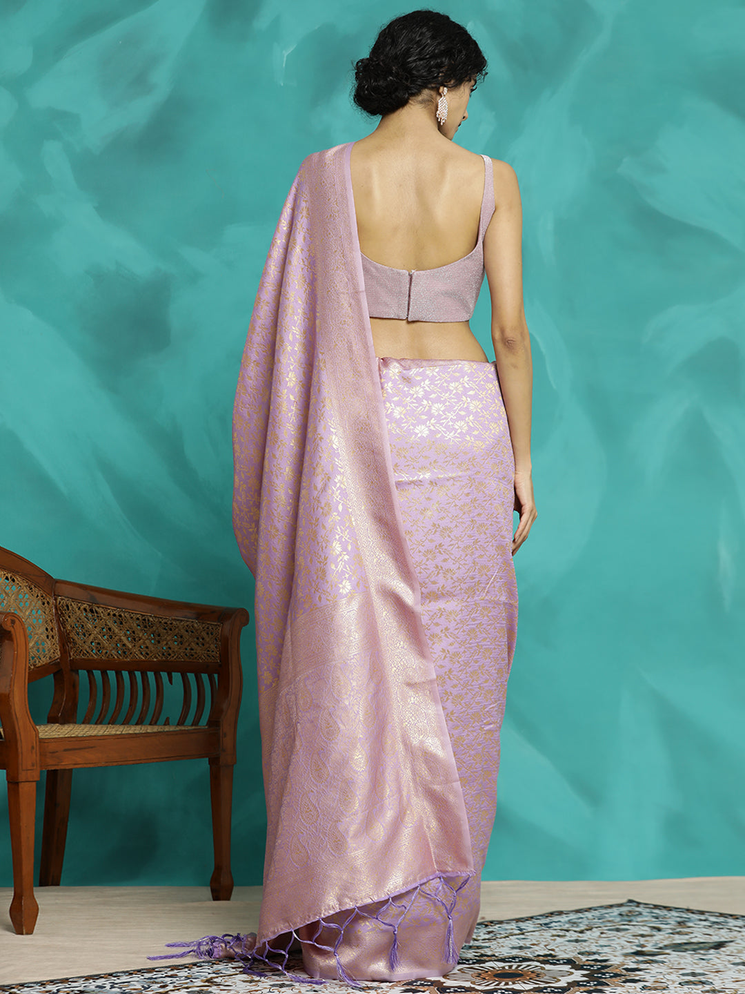 Lavender Zari Woven Design Heavy Banarasi Saree