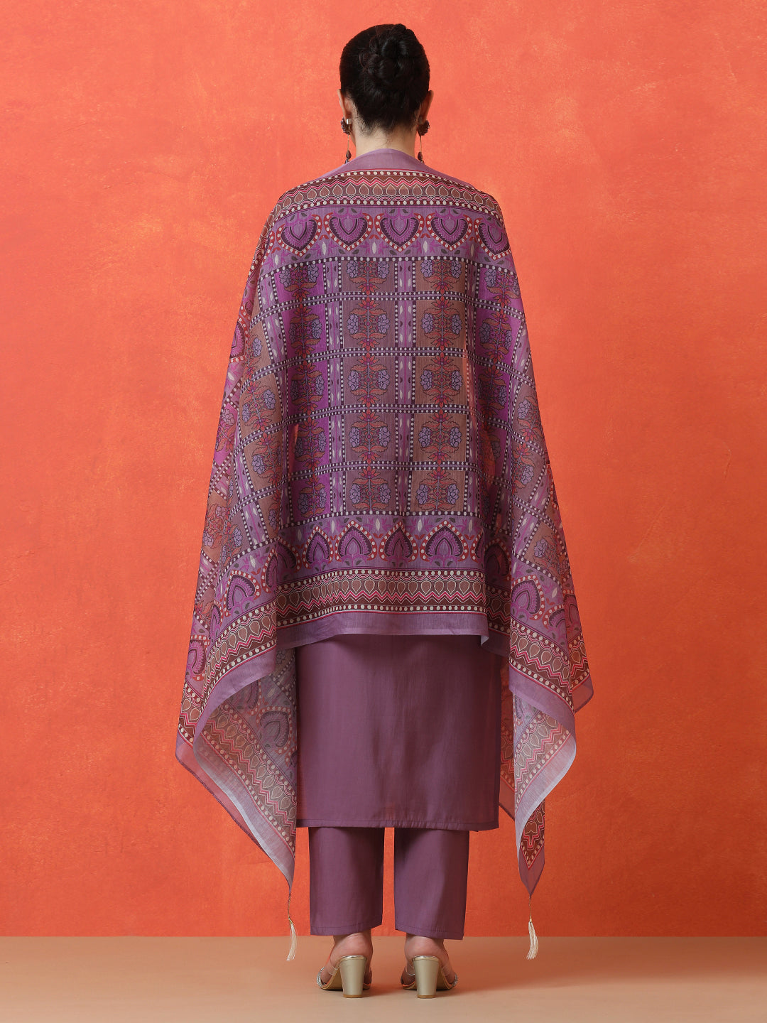 Floral Embroidered Straight Silk Blend Kurta & Trousers Sets