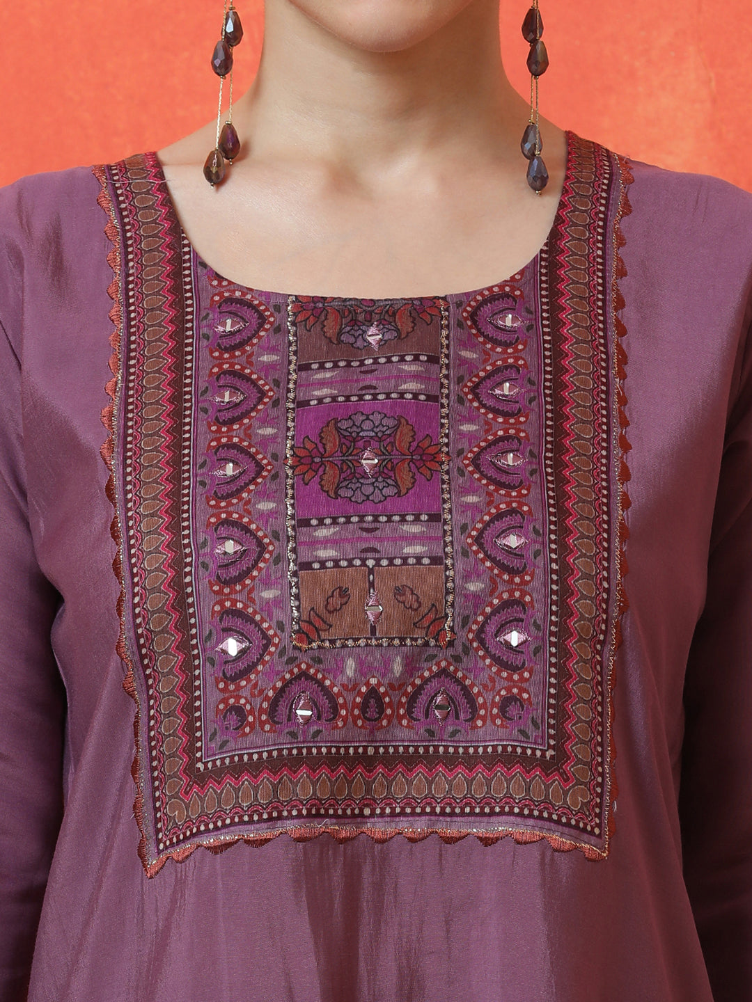 Floral Embroidered Straight Silk Blend Kurta & Trousers Sets