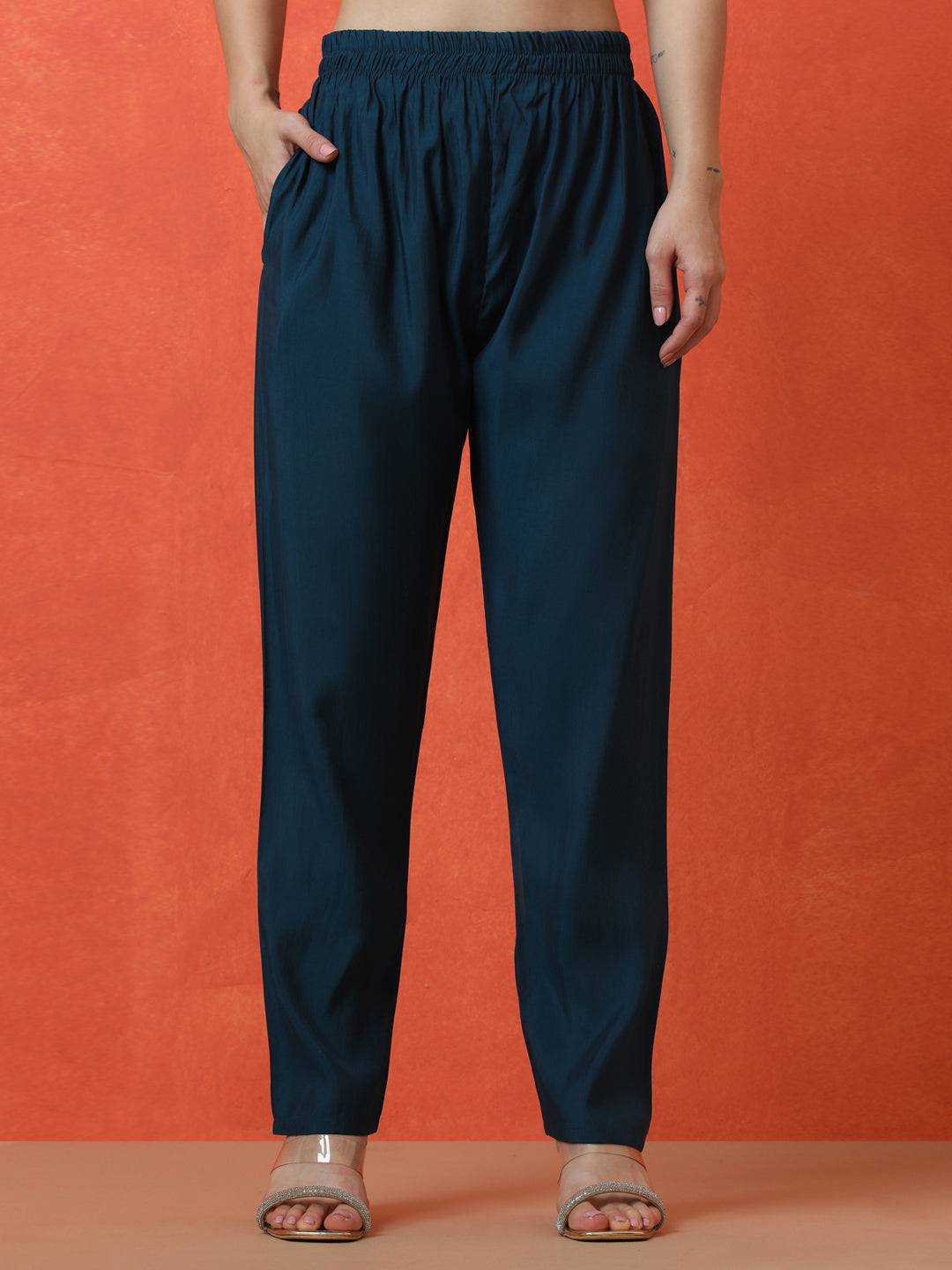 Floral Embroidered Straight Silk Blend Kurta & Trousers Sets