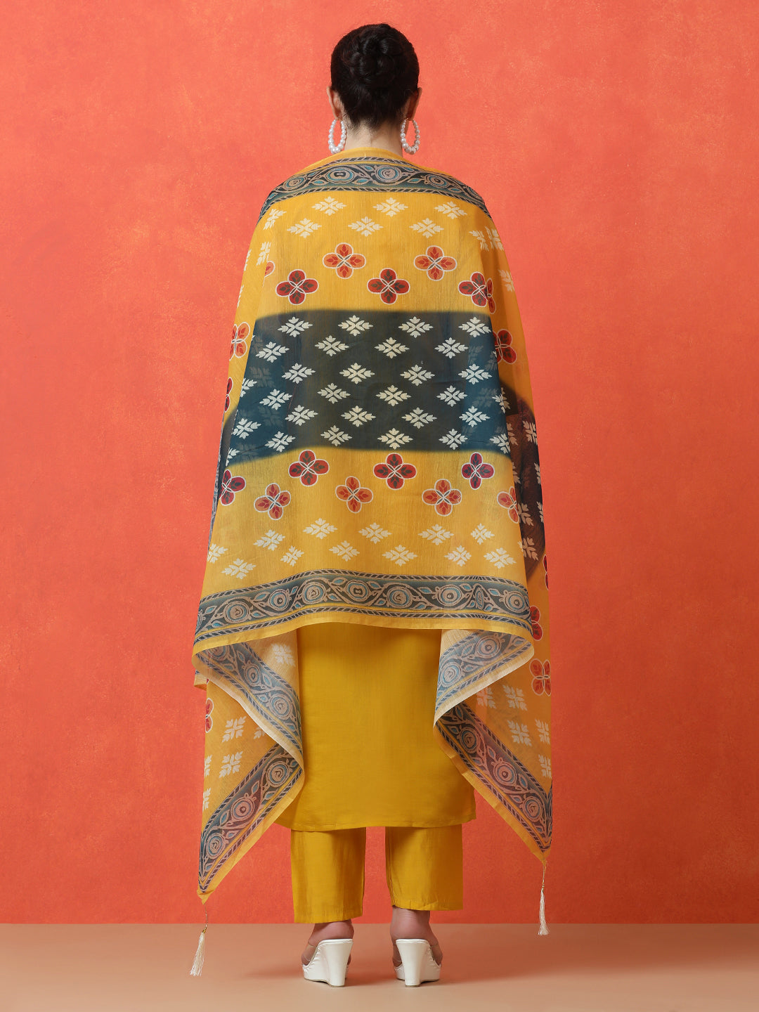 Floral Embroidered Straight Silk Blend Kurta & Trousers Sets