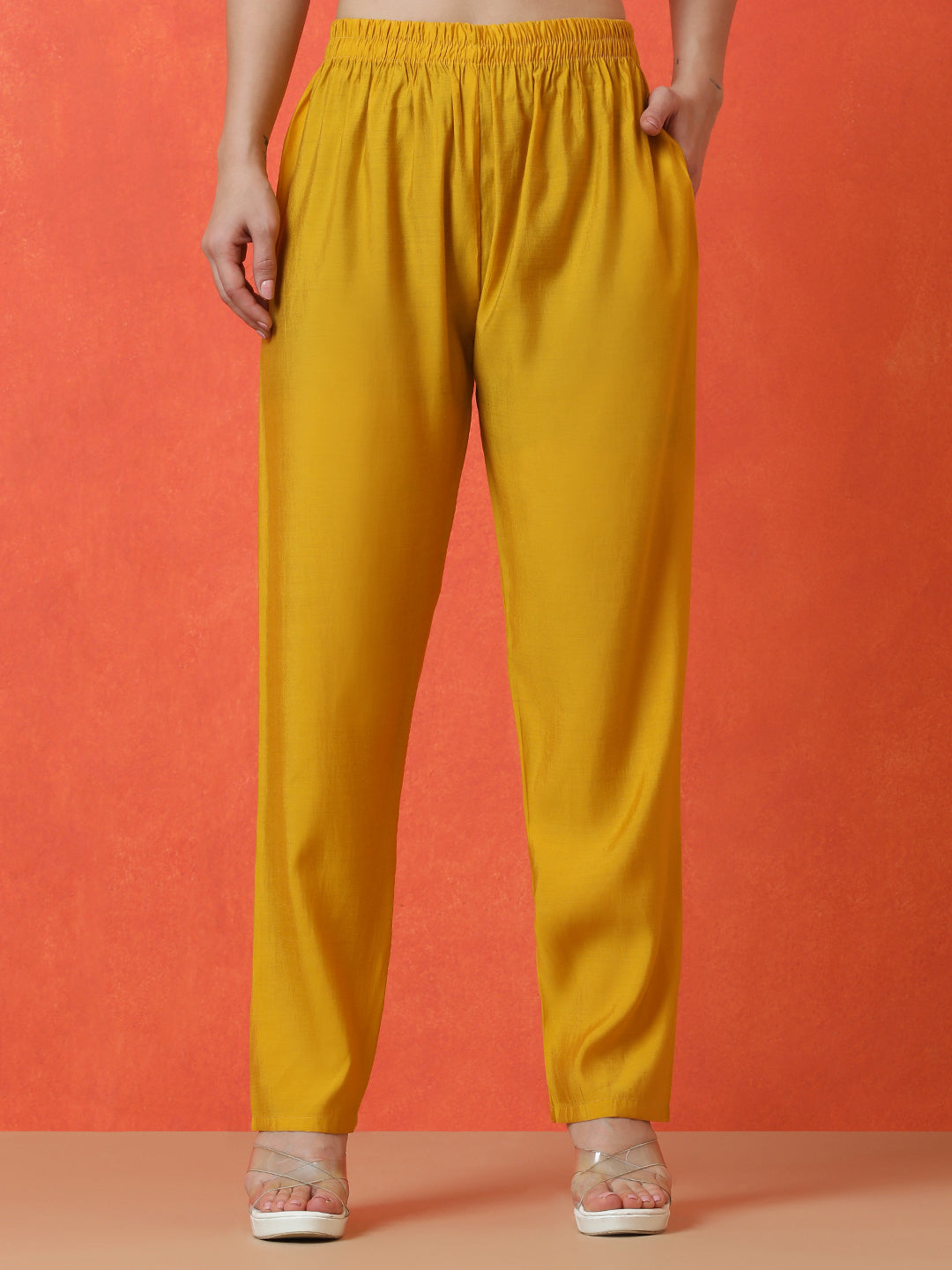 Floral Embroidered Straight Silk Blend Kurta & Trousers Sets