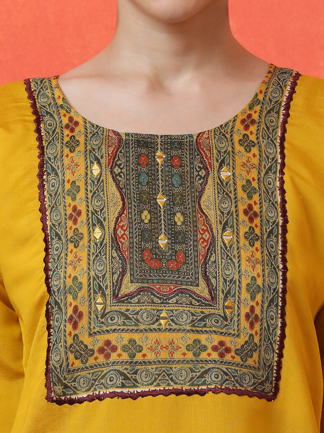 Floral Embroidered Straight Silk Blend Kurta & Trousers Sets