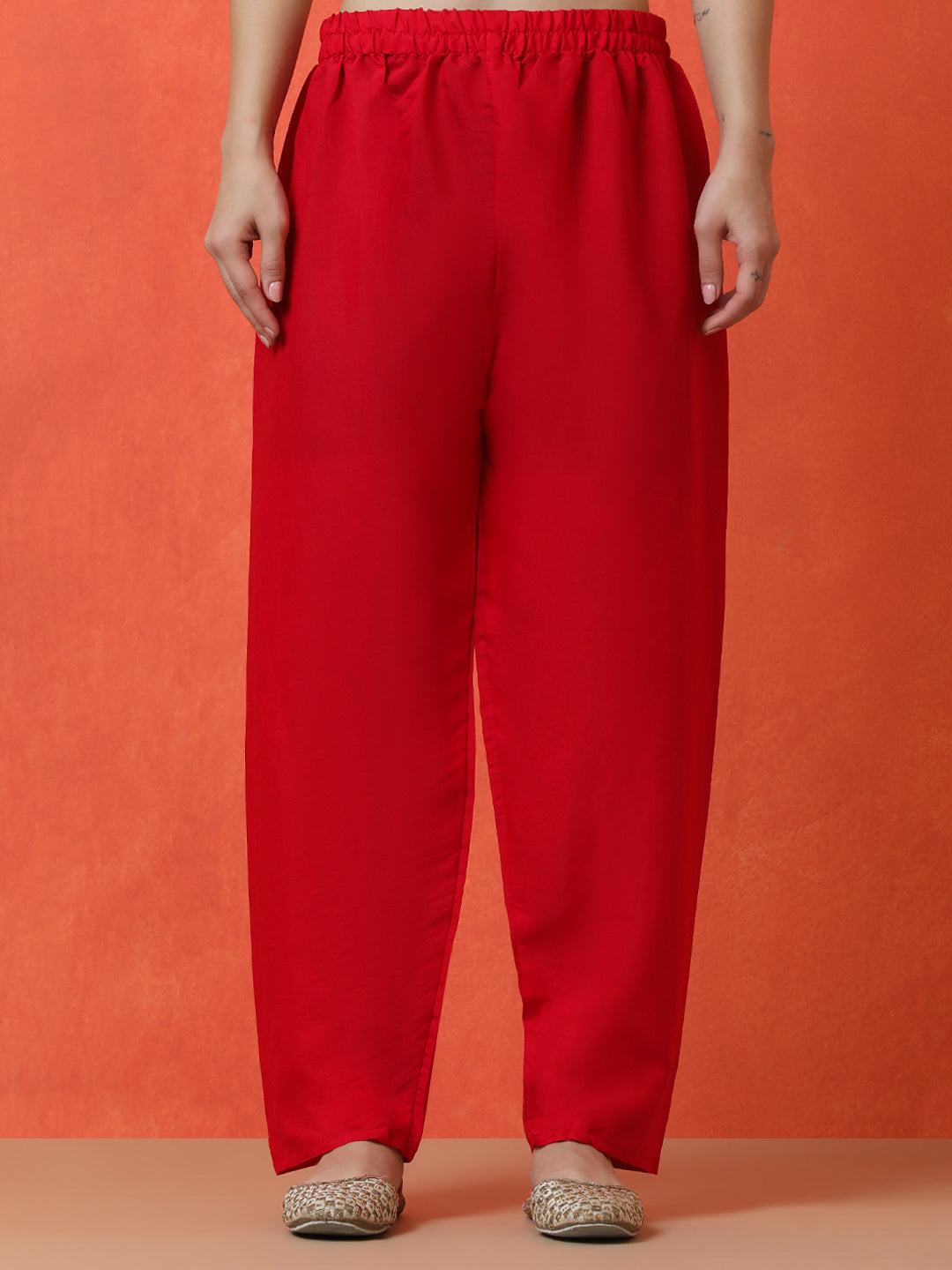 Floral Embroidered Straight Silk Blend Kurta & Trousers Sets