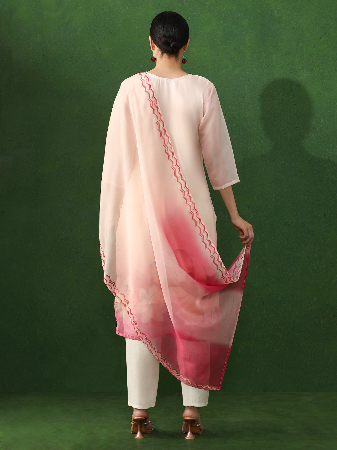 Floral Embroidered Straight Art Silk Kurta & Trousers Sets