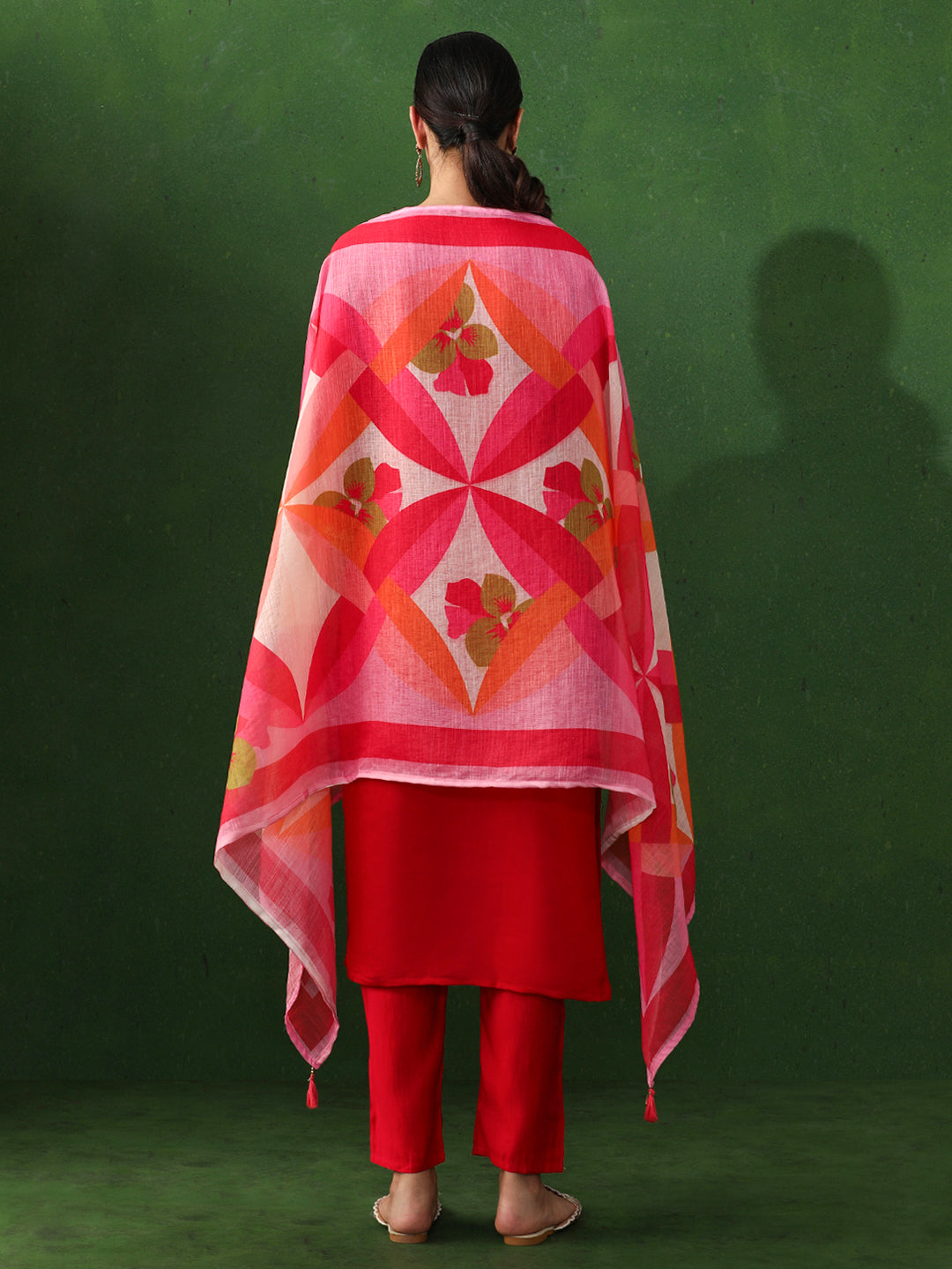 Floral Embroidered Straight Chanderi Silk Kurta & Trousers Sets