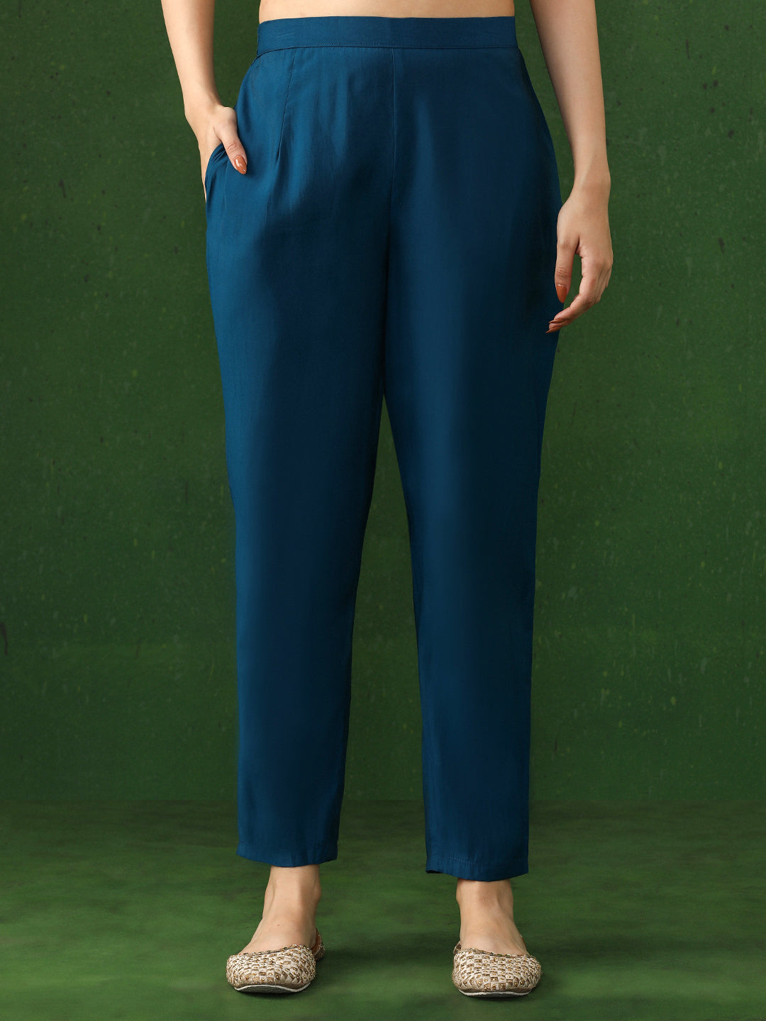 Floral Embroidered Straight Silk Blend Kurta & Trousers Sets