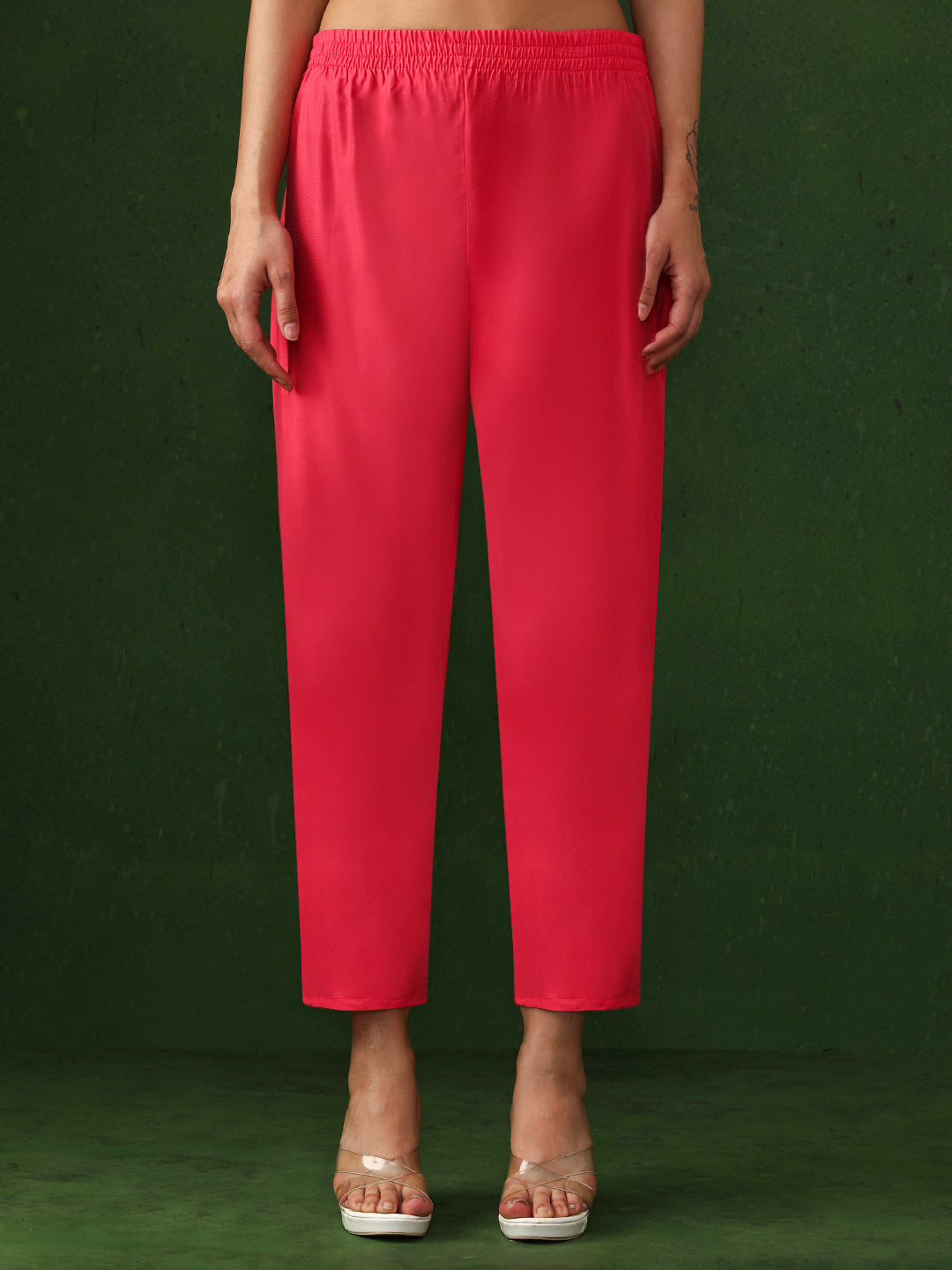 Floral Printed Straight Silk Crepe Kurta & Trousers Sets