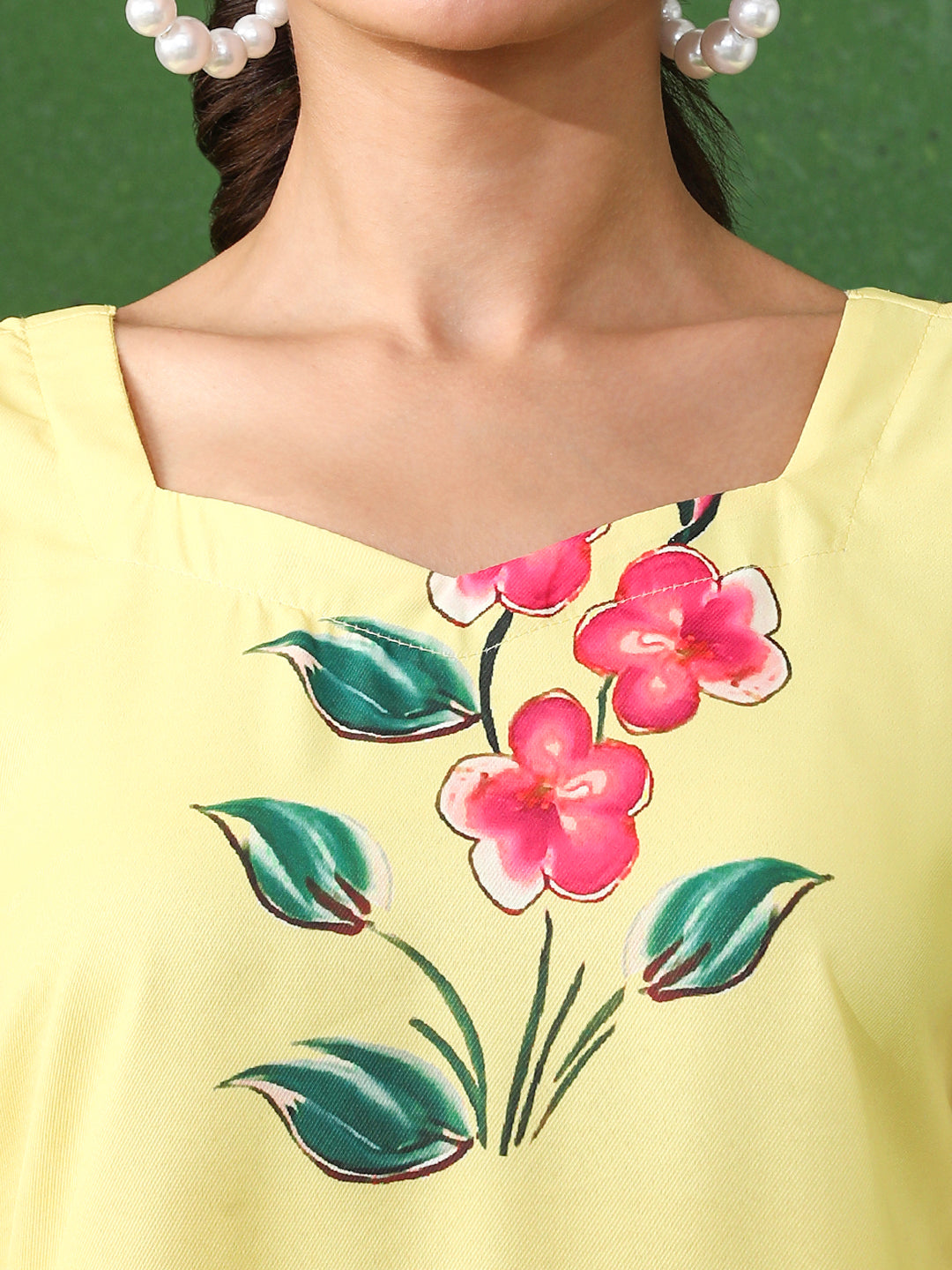 Floral Printed Straight Silk Crepe Kurta & Trousers Sets