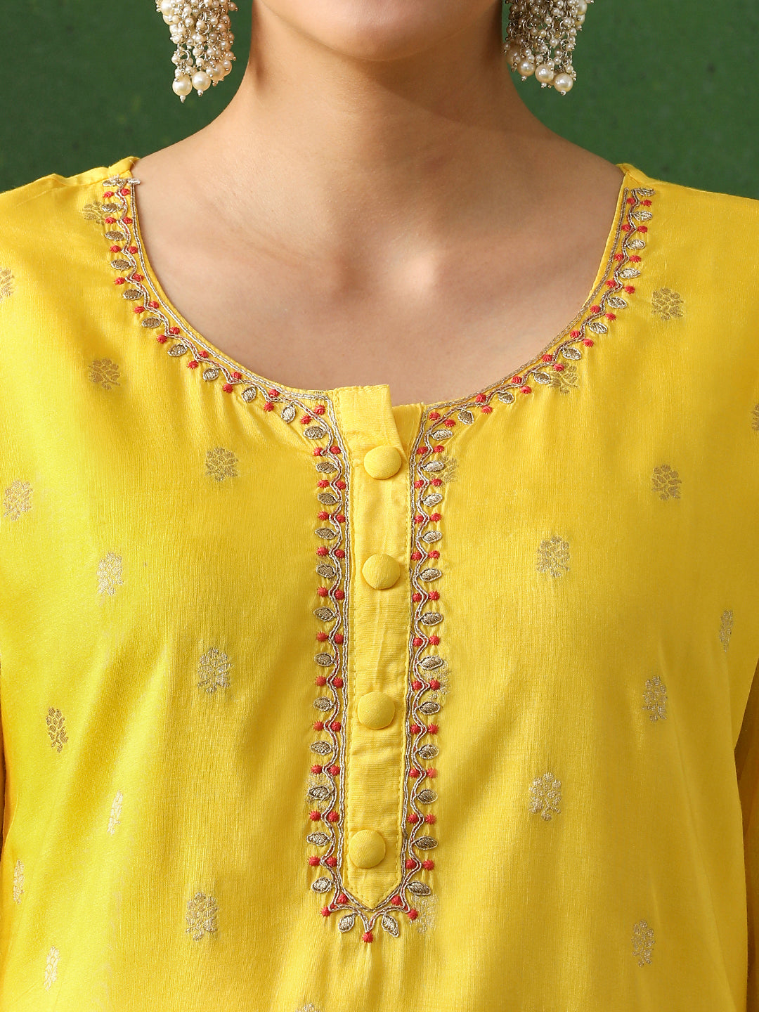 Floral Printed Straight Organza Kurta & Trousers Sets